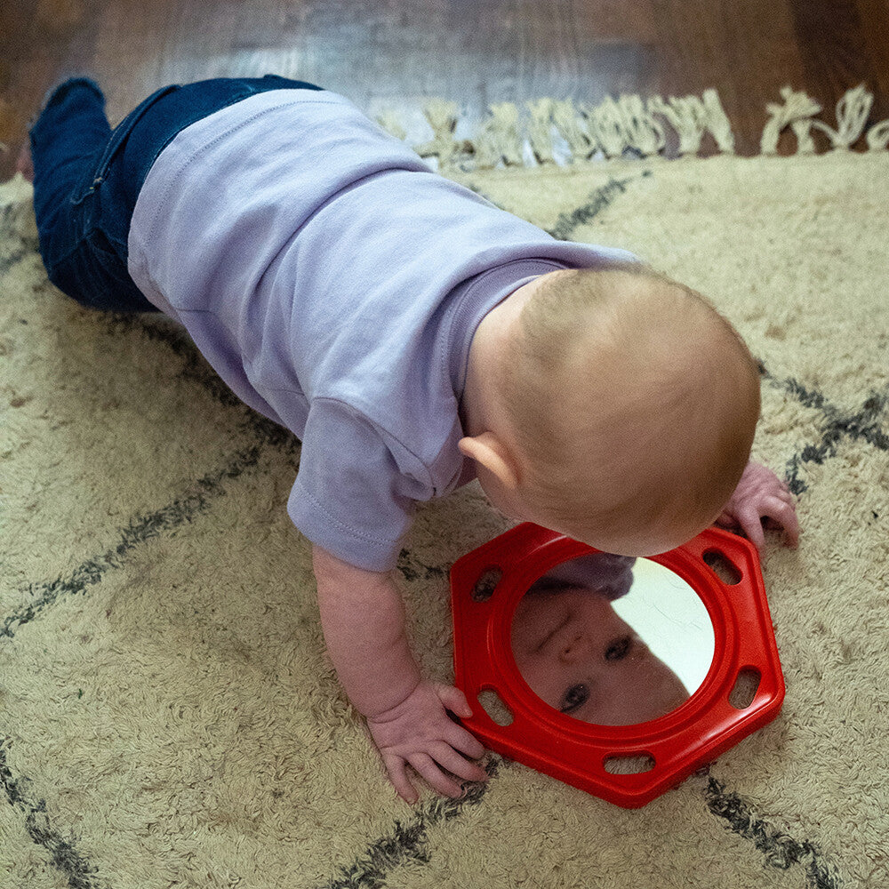Baby Gazing At Her Own Reflection with Baby Mirror