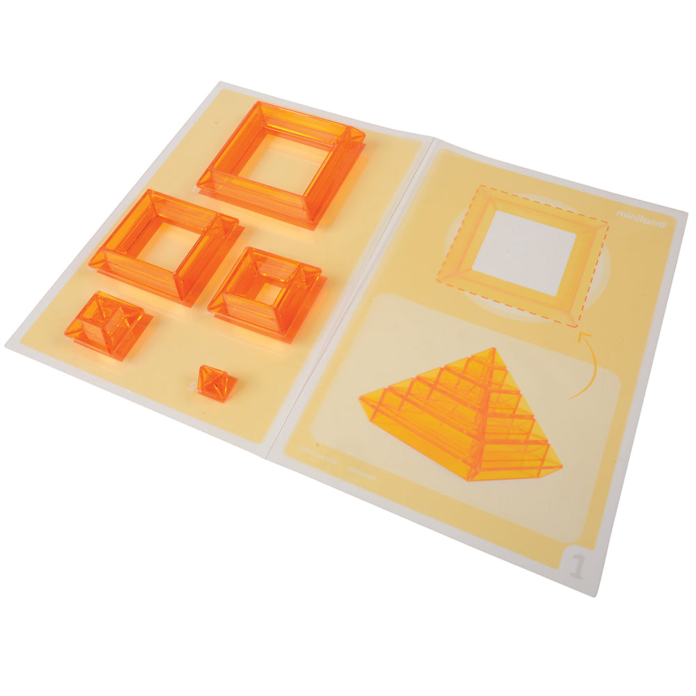 Orange Translucent Stacking Pyramids Pieces