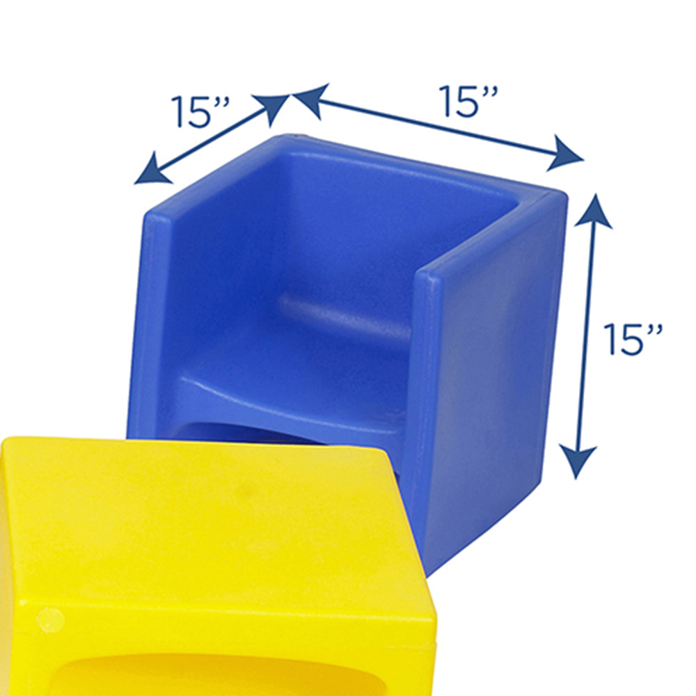 Measurements of Blue Cube Chair | 15"