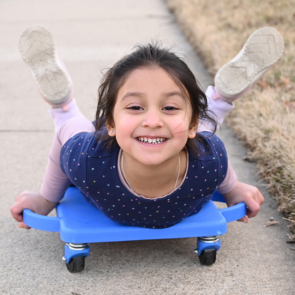 Sliding on Stomach with Scooter Board With Handles