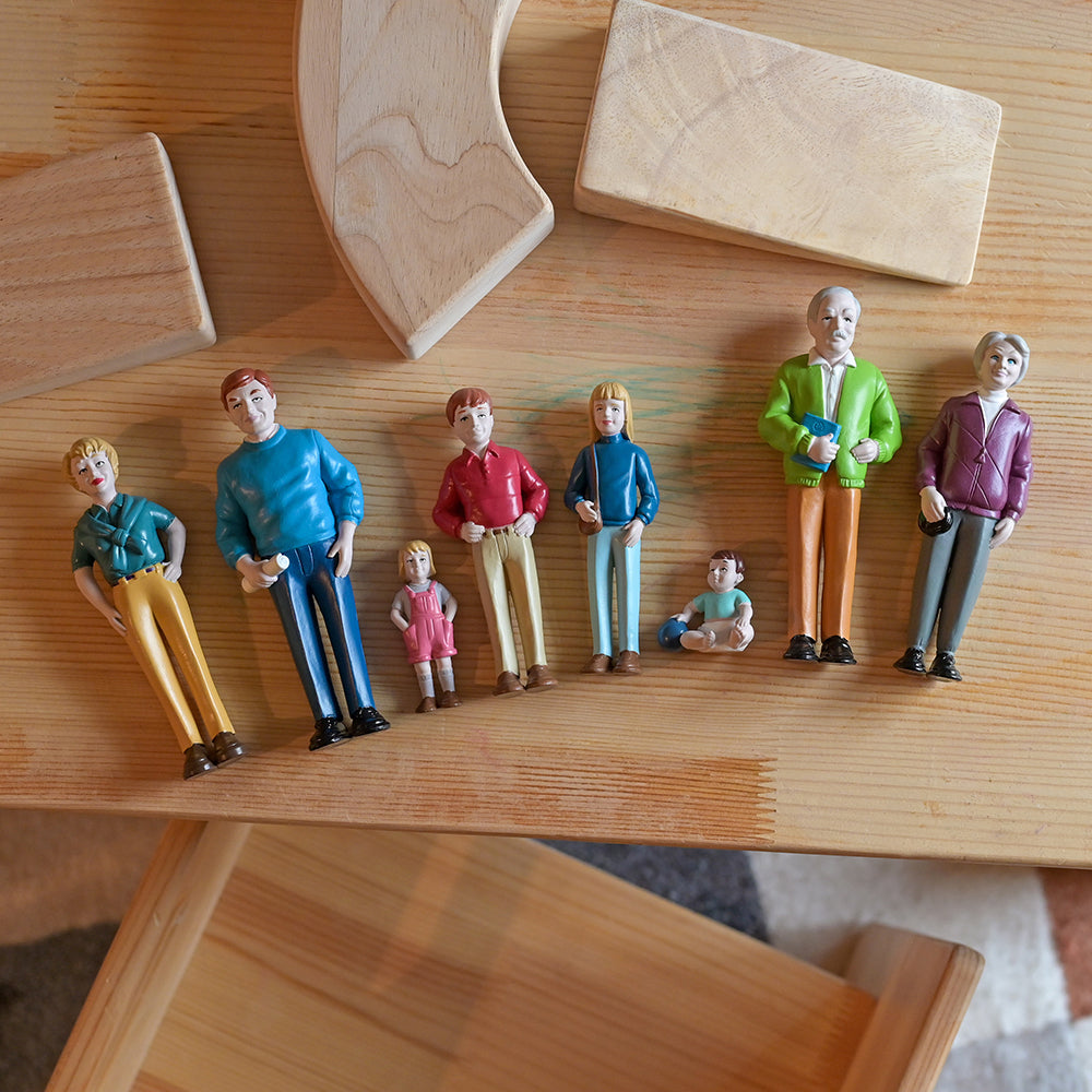 Set of Caucasian Family Figures Ready for Pretend Play