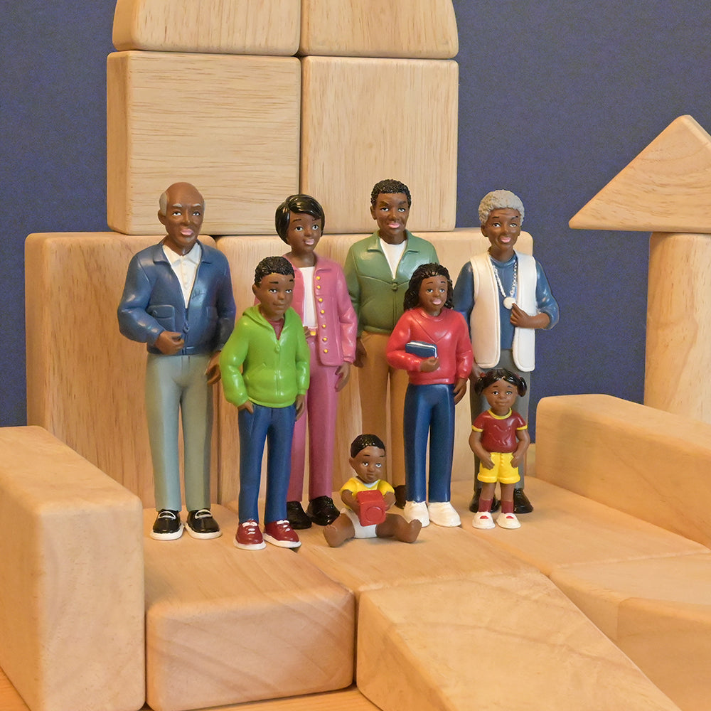 African American Pretend Play Vinyl Family Figurines | 8 Piece Set