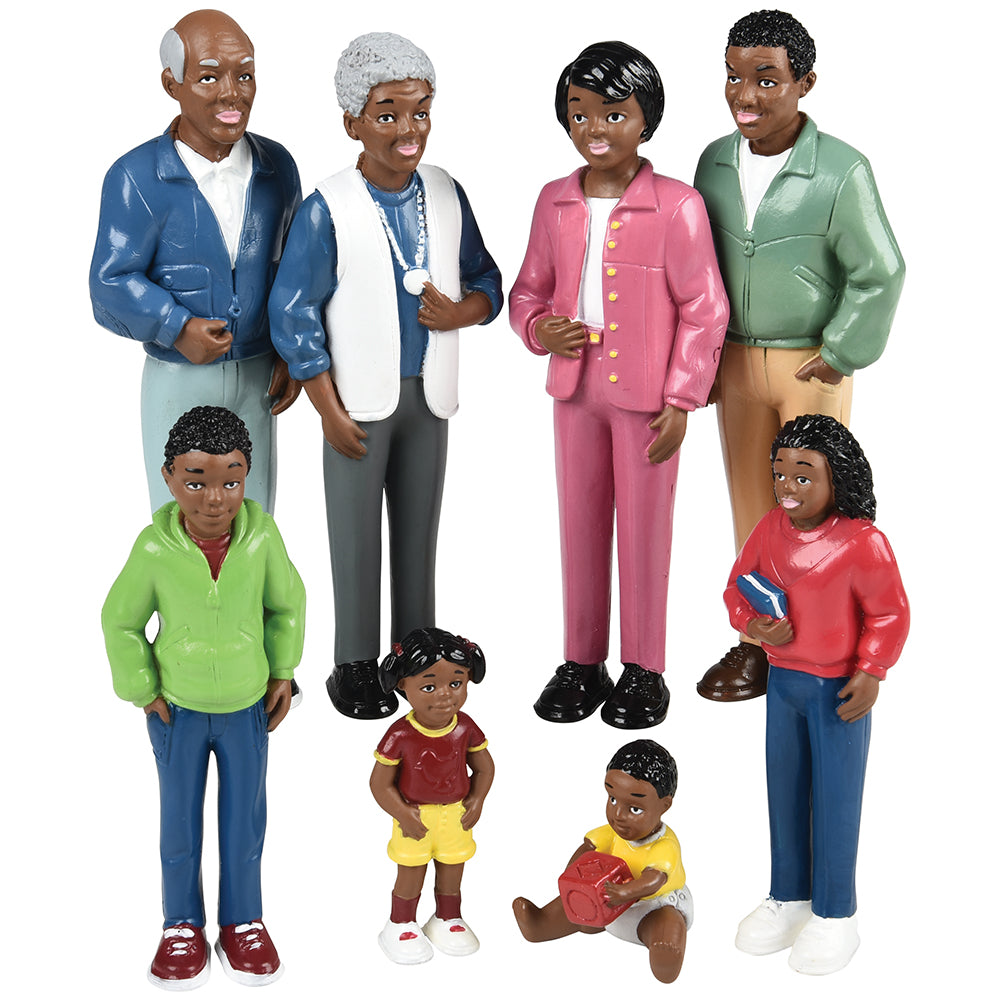 African American Pretend Play Vinyl Family Figurines