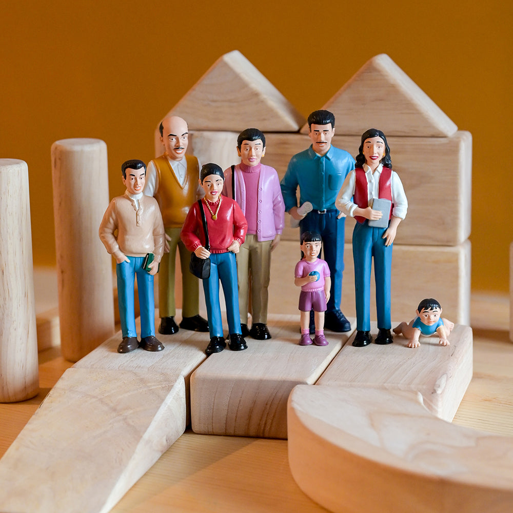 Set of Hispanic Figurines Standing on Blocks