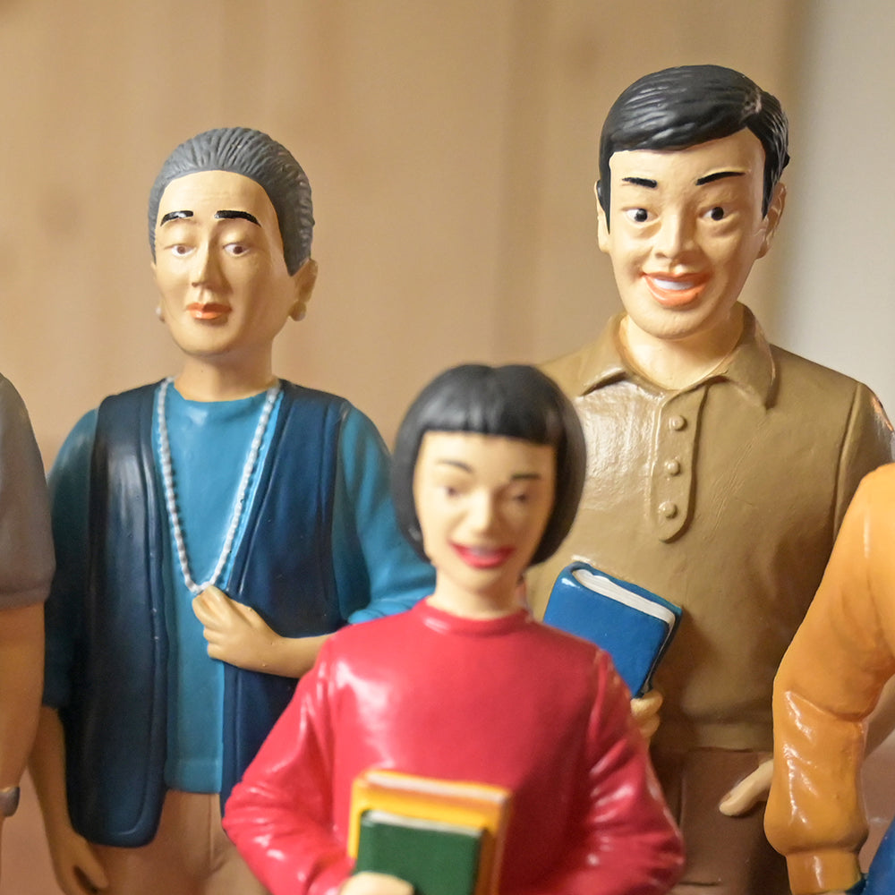 Close-up of Asian Grandma & Dad Figures