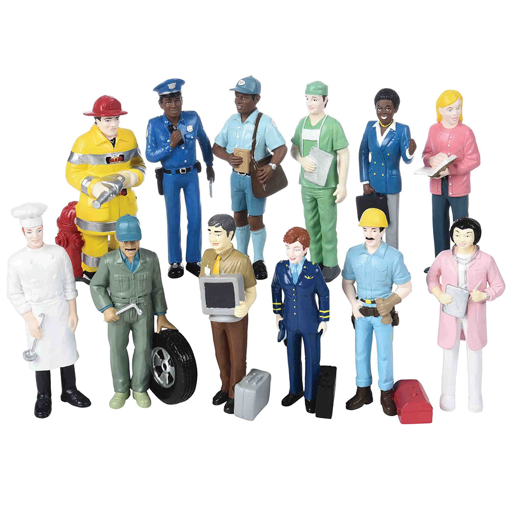 Pretend Professionals Career Figurine Set – 12 Realistic Vinyl Occupation Toys for Toddlers & Preschoolers