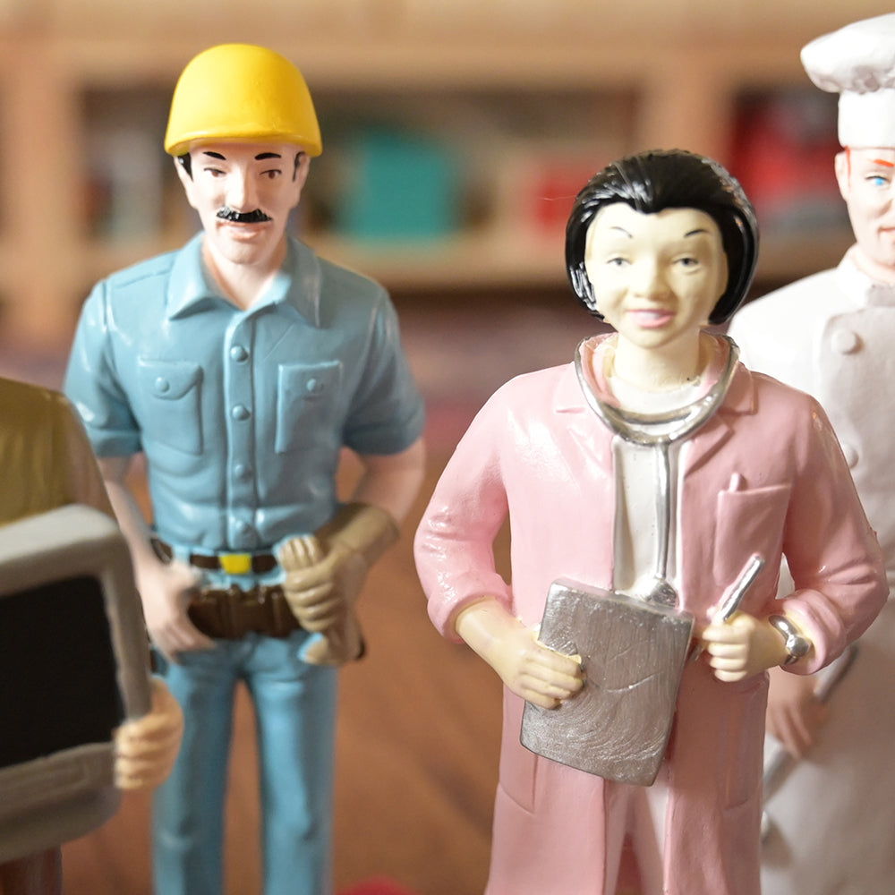 Close-up of Construction Worker Pretend Play Figure