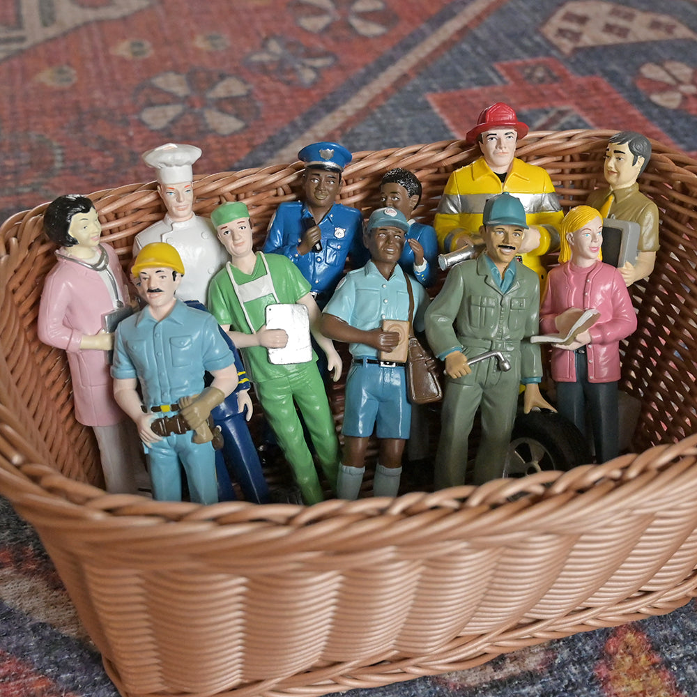 Pretend Professionals Career Figurine Set in a basket