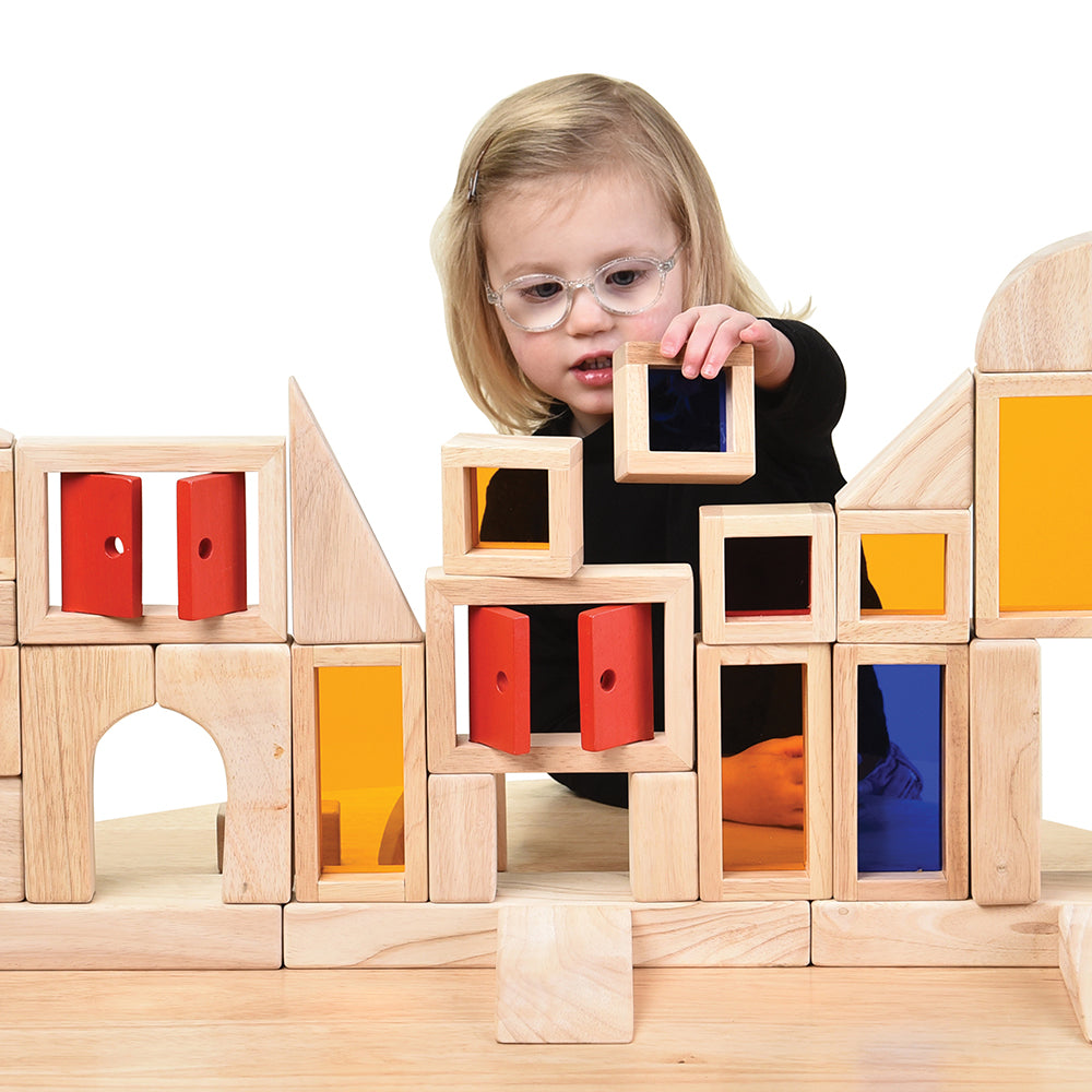 Creative Building with Wooden Colored See Through Blocks