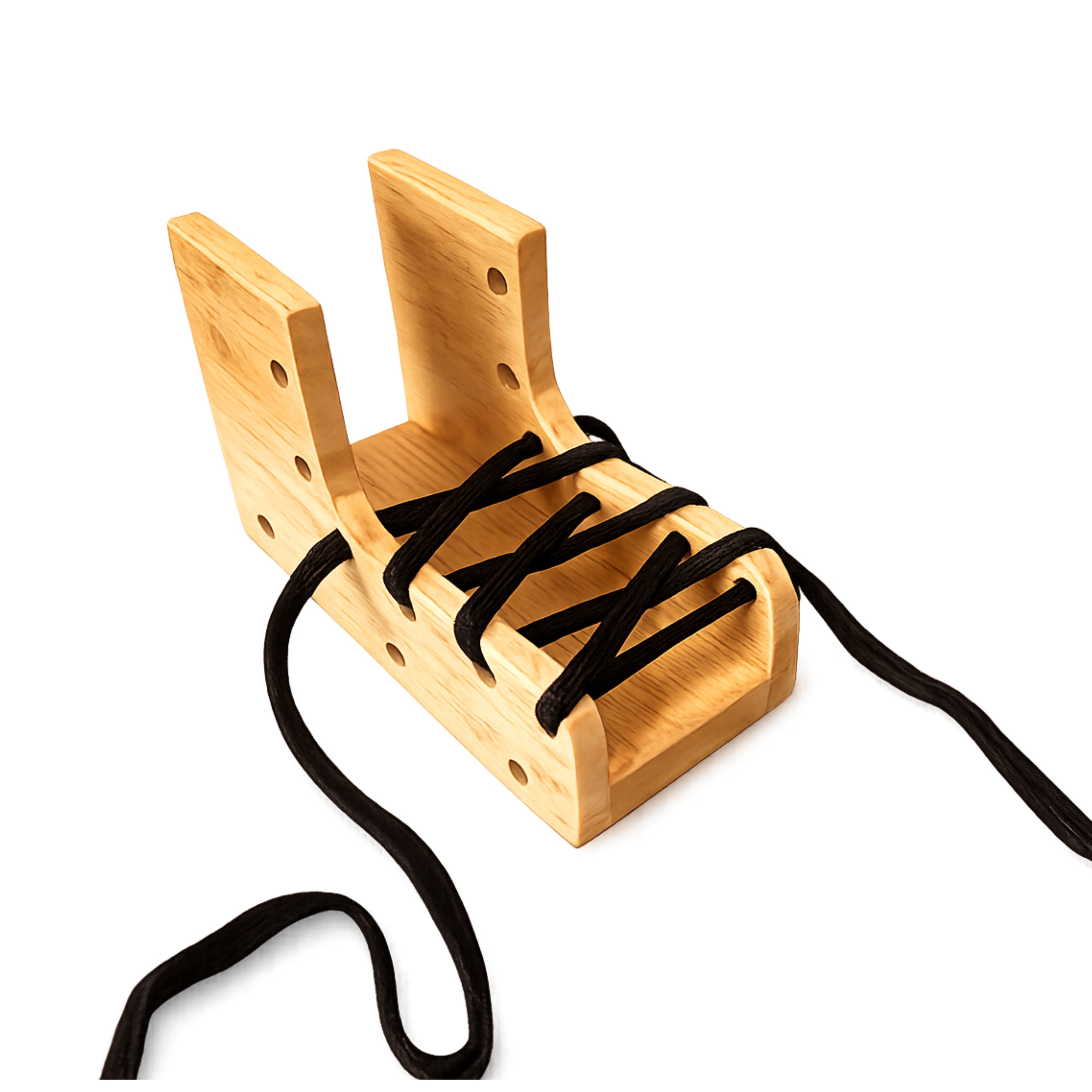 Montessori Dramatic Play Accessory Bundle | Pretend Play Hardwood Iron, Doll Bed & Lacing Boot