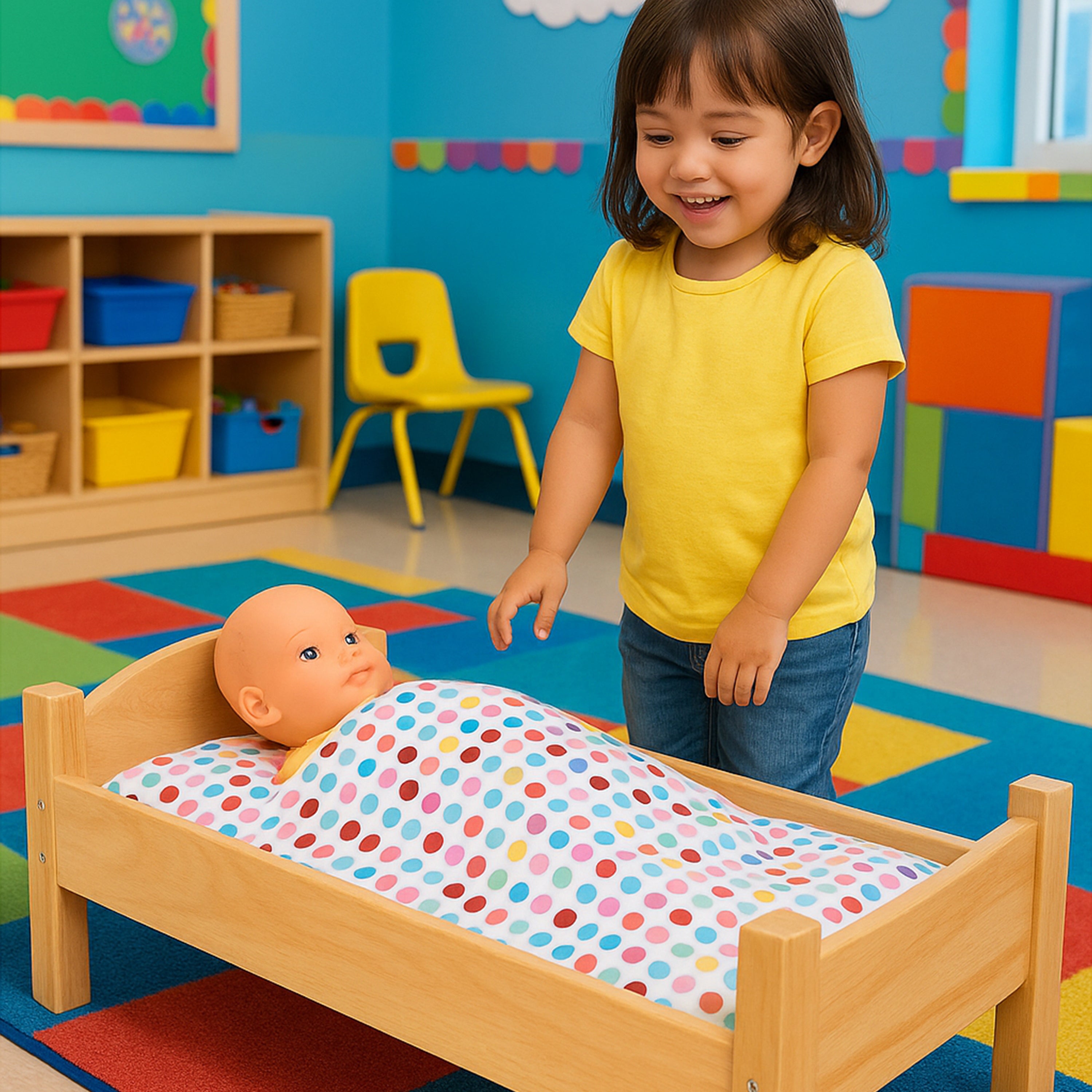 Montessori Solid Hardwood Baby Doll Bed