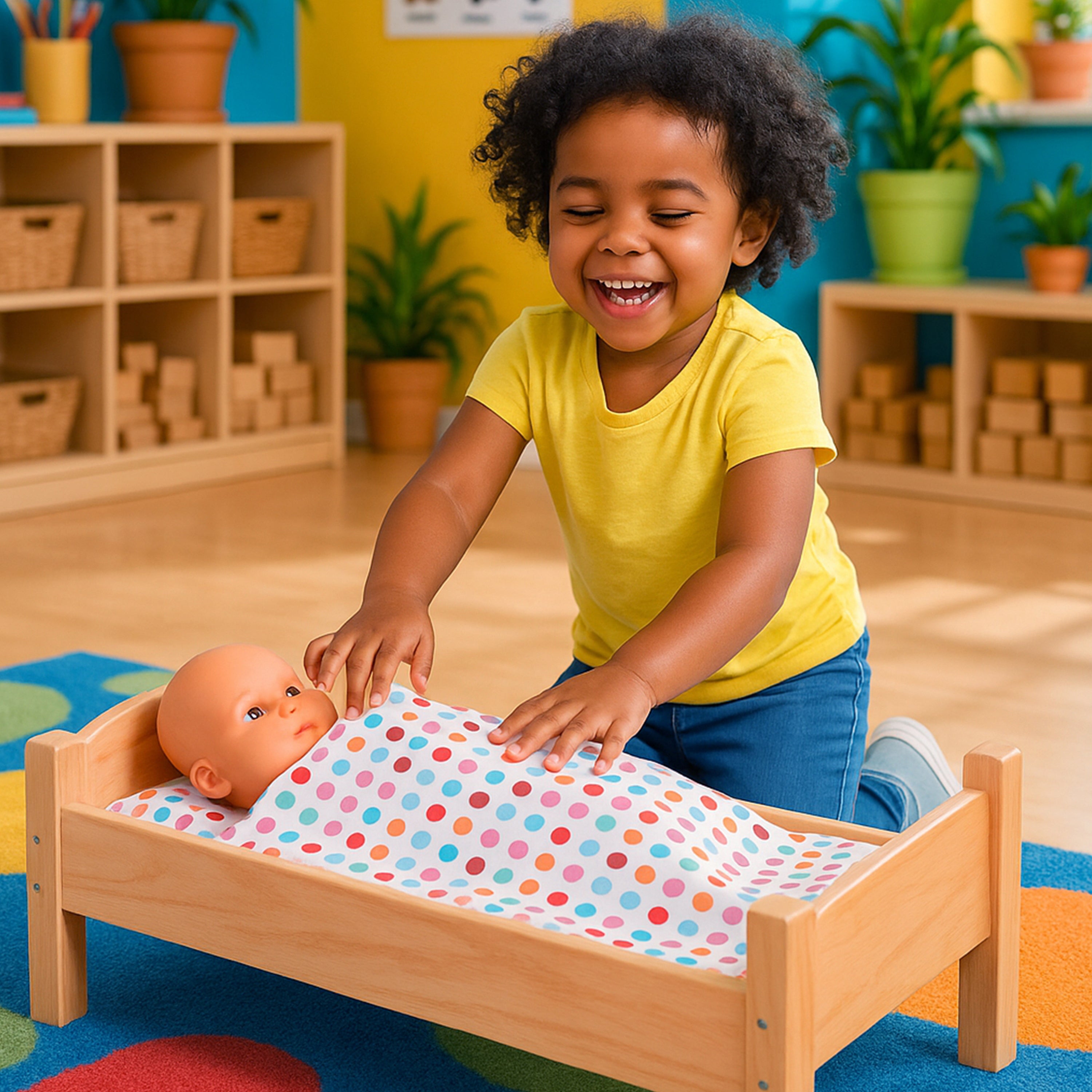 Montessori Solid Hardwood Baby Doll Bed