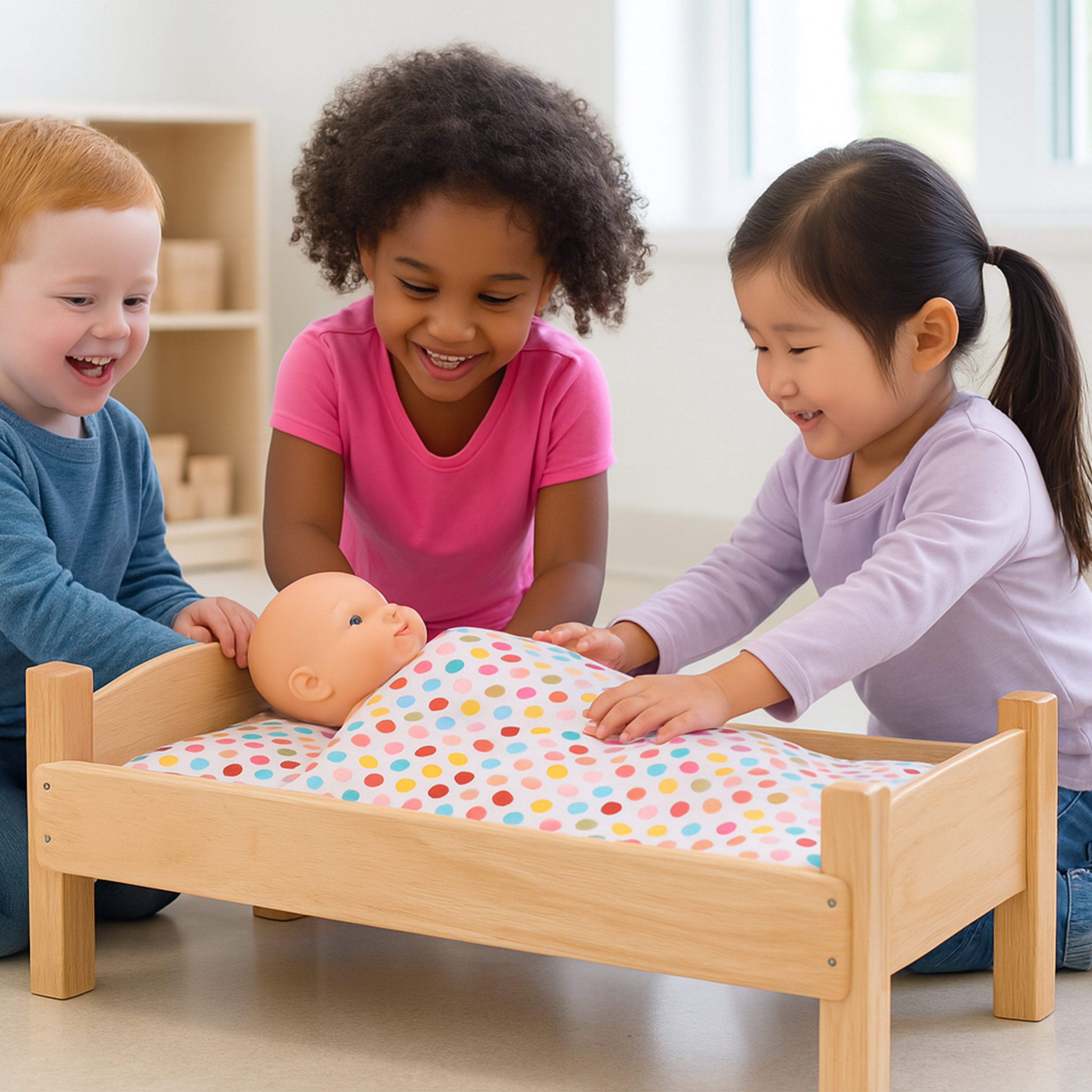 Montessori Solid Hardwood Baby Doll Bed