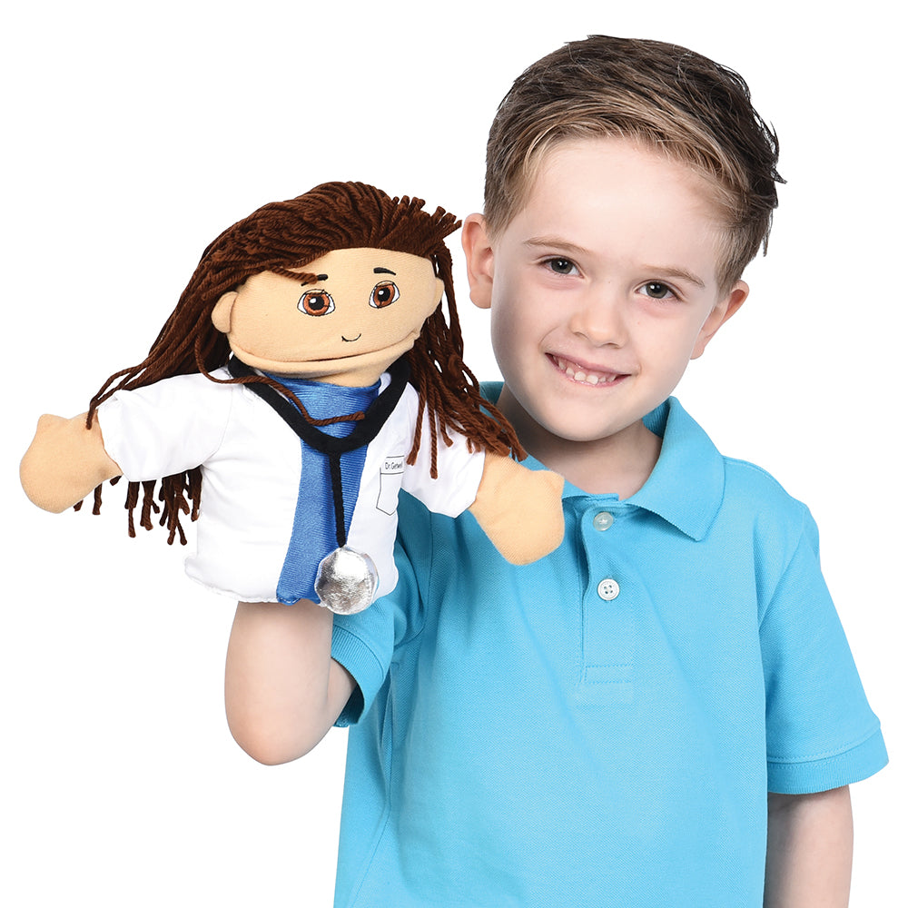 Kid with Doctor Hand Puppet