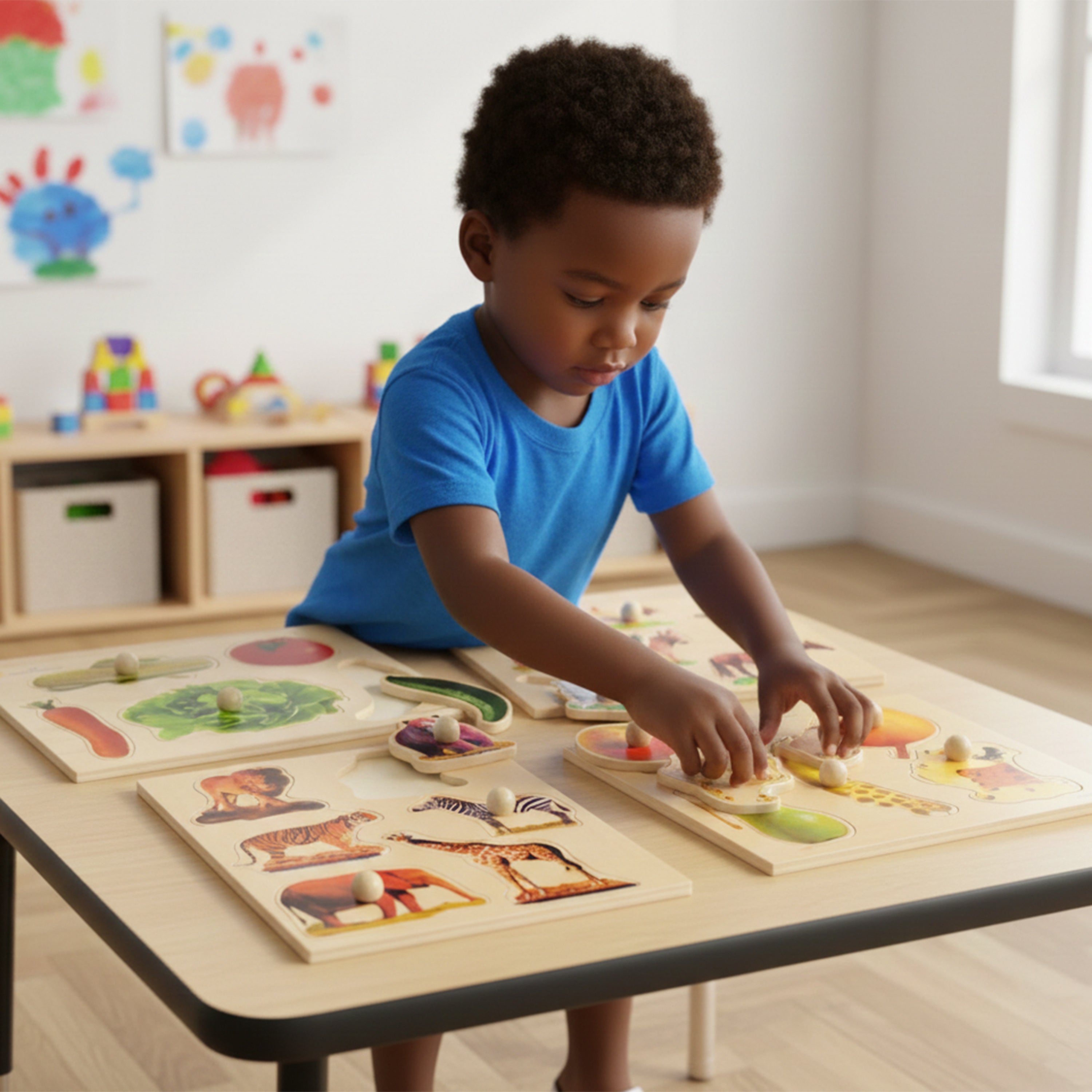 Wooden Photo Puzzles – Foods & Animals (Set of 4)