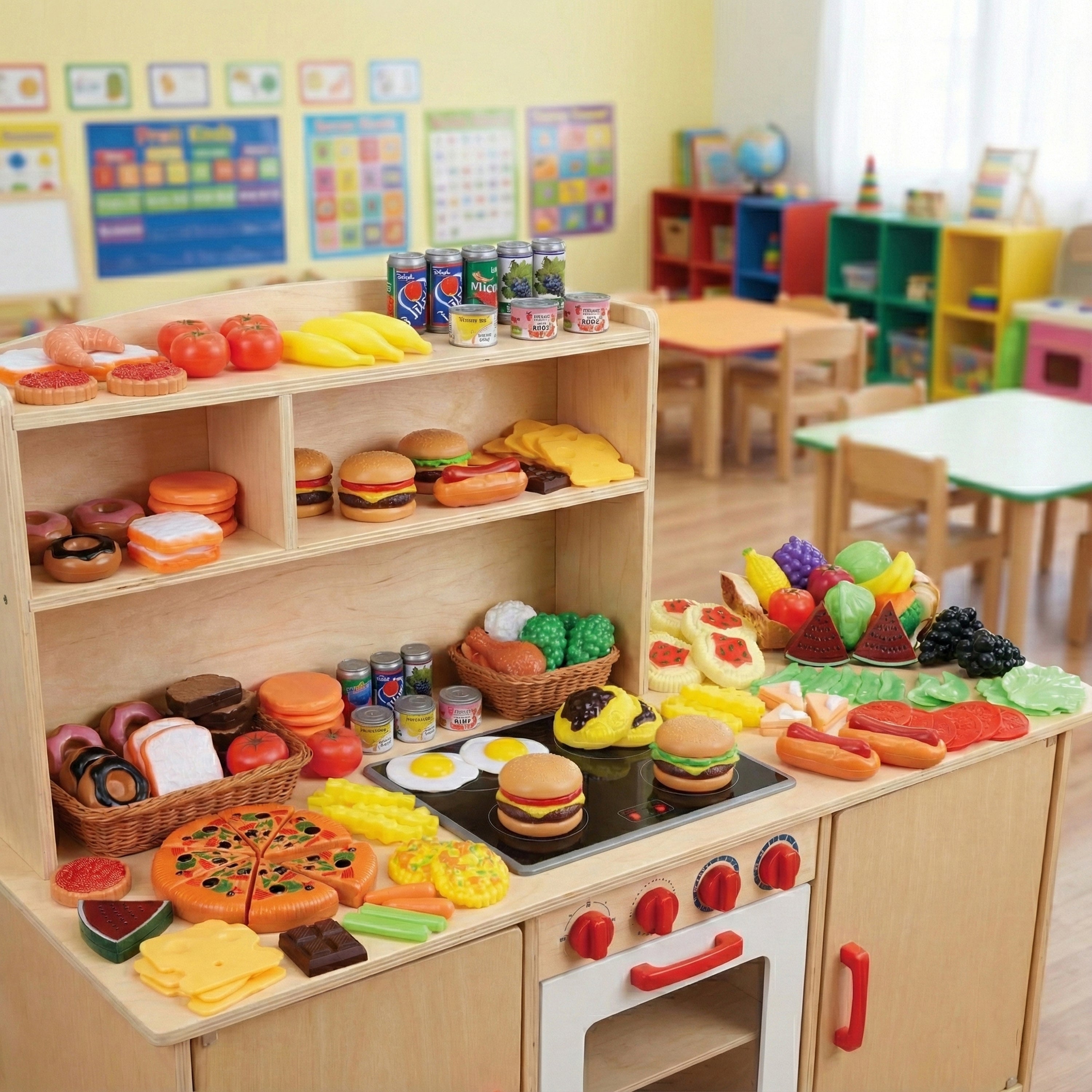 Bargain-Buffet Mini Foods | 130-Piece Realistic Play Food Set