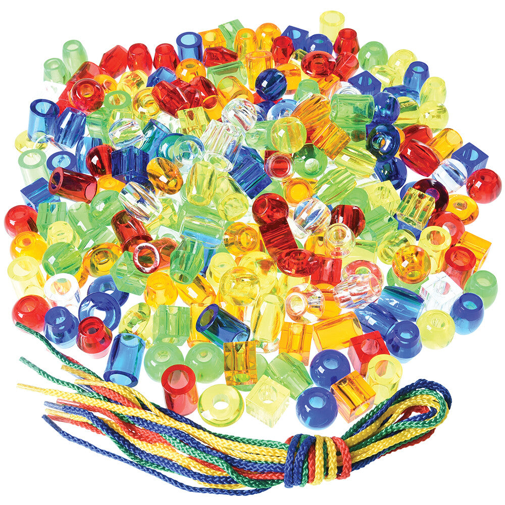 250 Giant Transparent Plastic Beads and 8 Laces