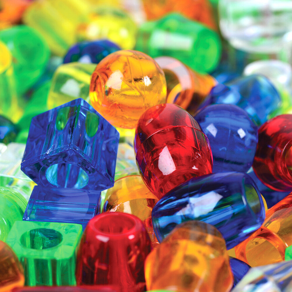 Close-up Detail of Transparent Plastic Beads