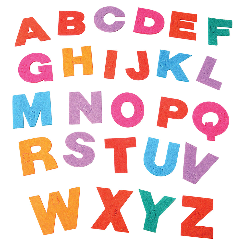 Felt letters on white background