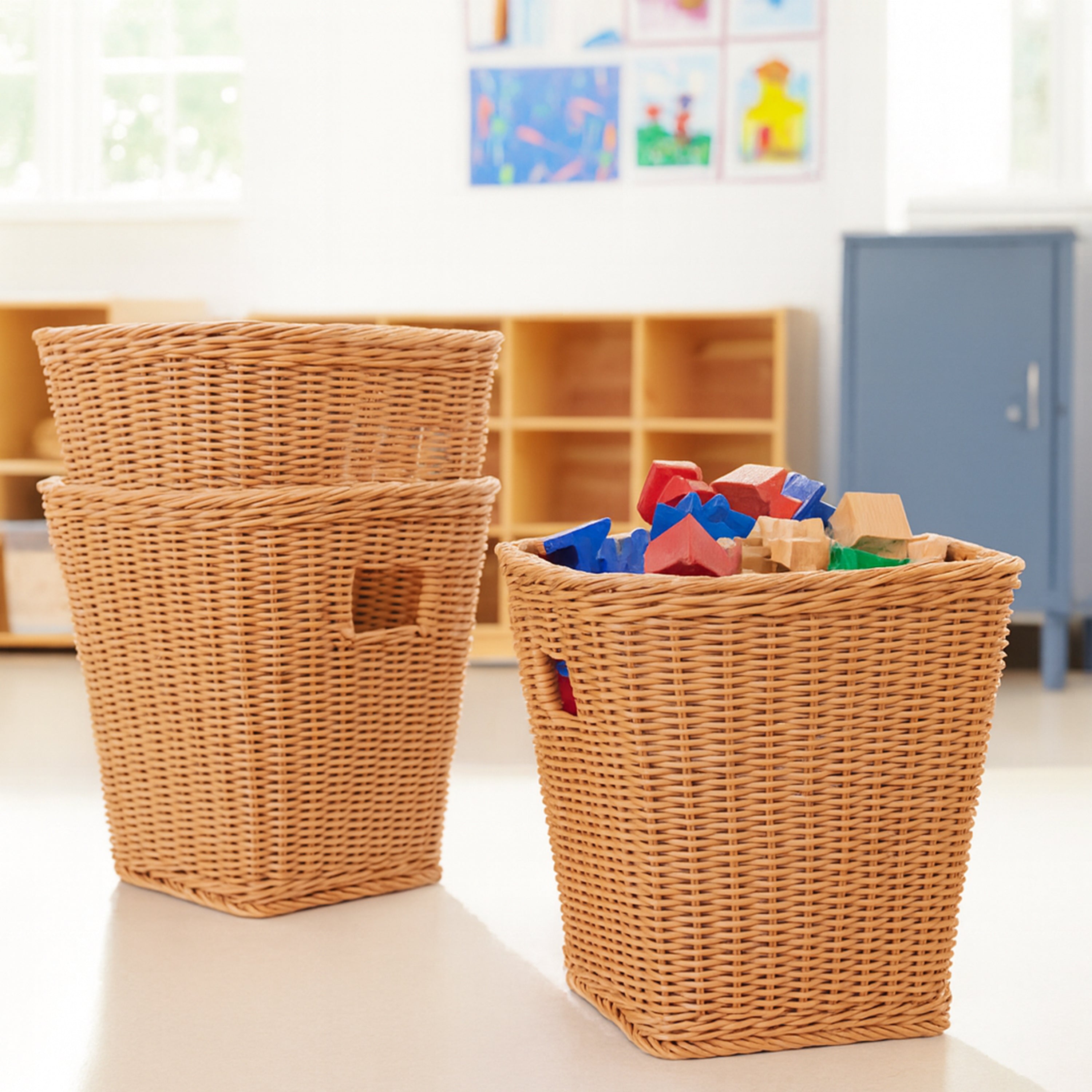 Tall Rectangle Plastic Baskets / 3-pc
