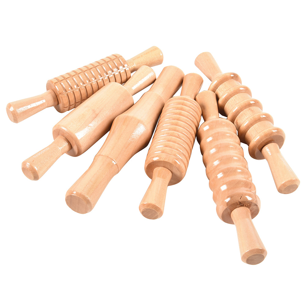 Clay Impression Rollers | Set of 6 Patterned Wooden Rolling Pins