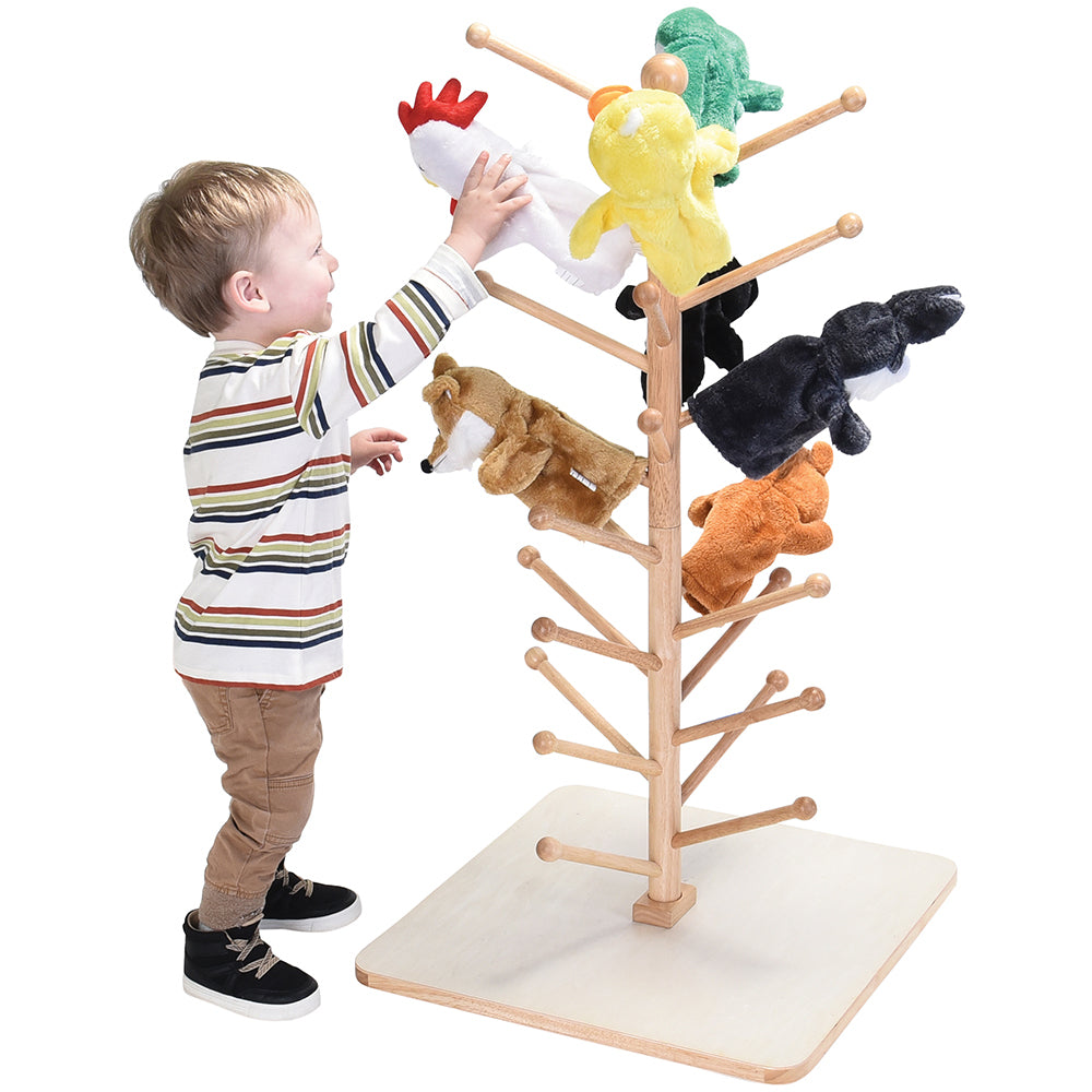 Adjustable Wooden Puppet Tree Display Stand | Holds Up to 26 Puppets