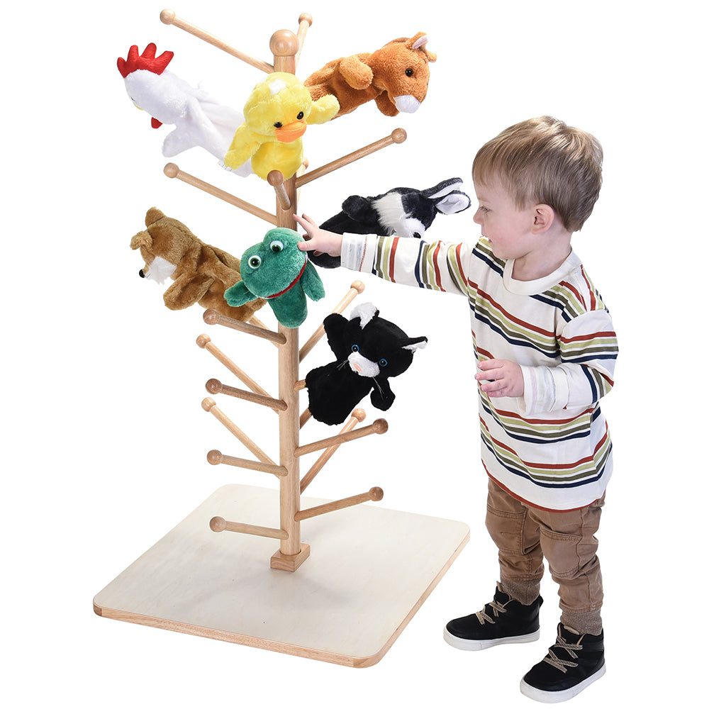 Adjustable Wooden Puppet Tree Display Stand | Holds Up to 26 Puppets