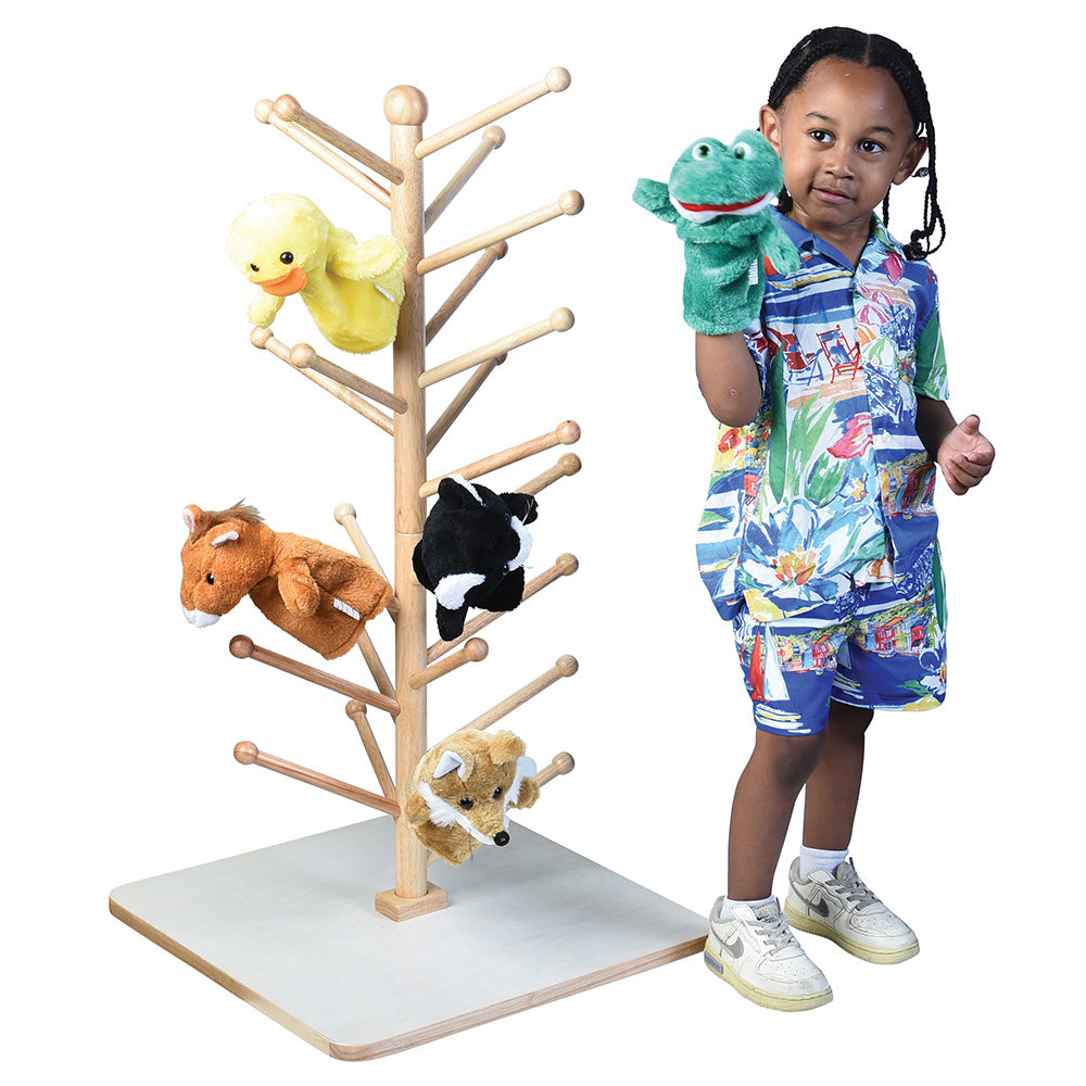 Adjustable Wooden Puppet Tree Display Stand | Holds Up to 26 Puppets