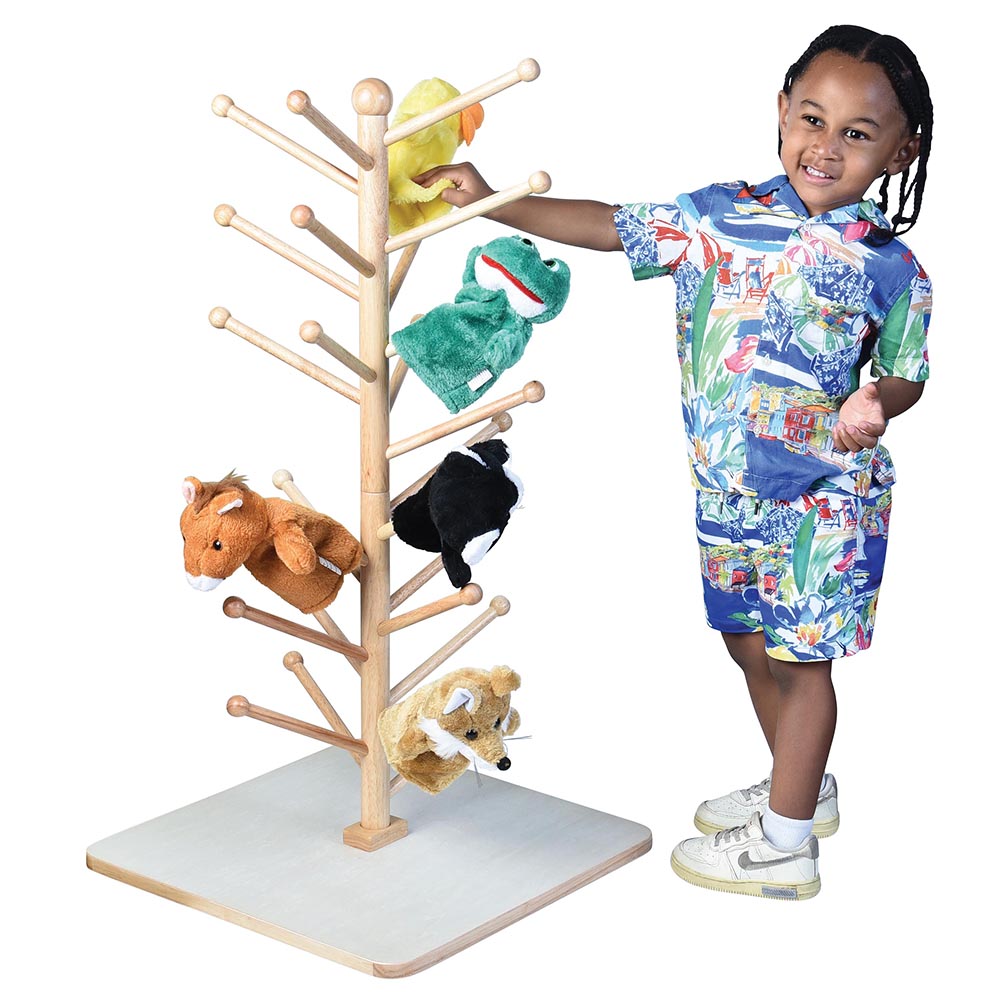 Adjustable Wooden Puppet Tree Display Stand | Holds Up to 26 Puppets