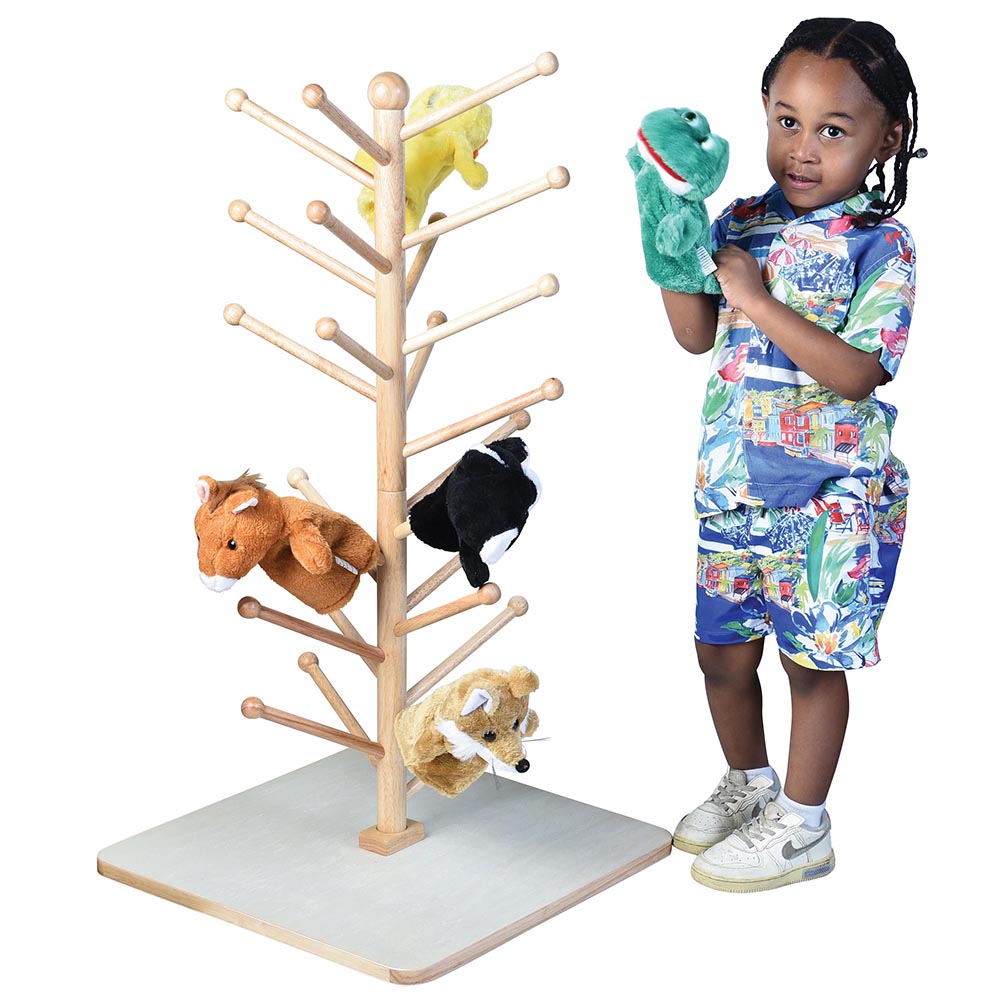 Adjustable Wooden Puppet Tree Display Stand | Holds Up to 26 Puppets