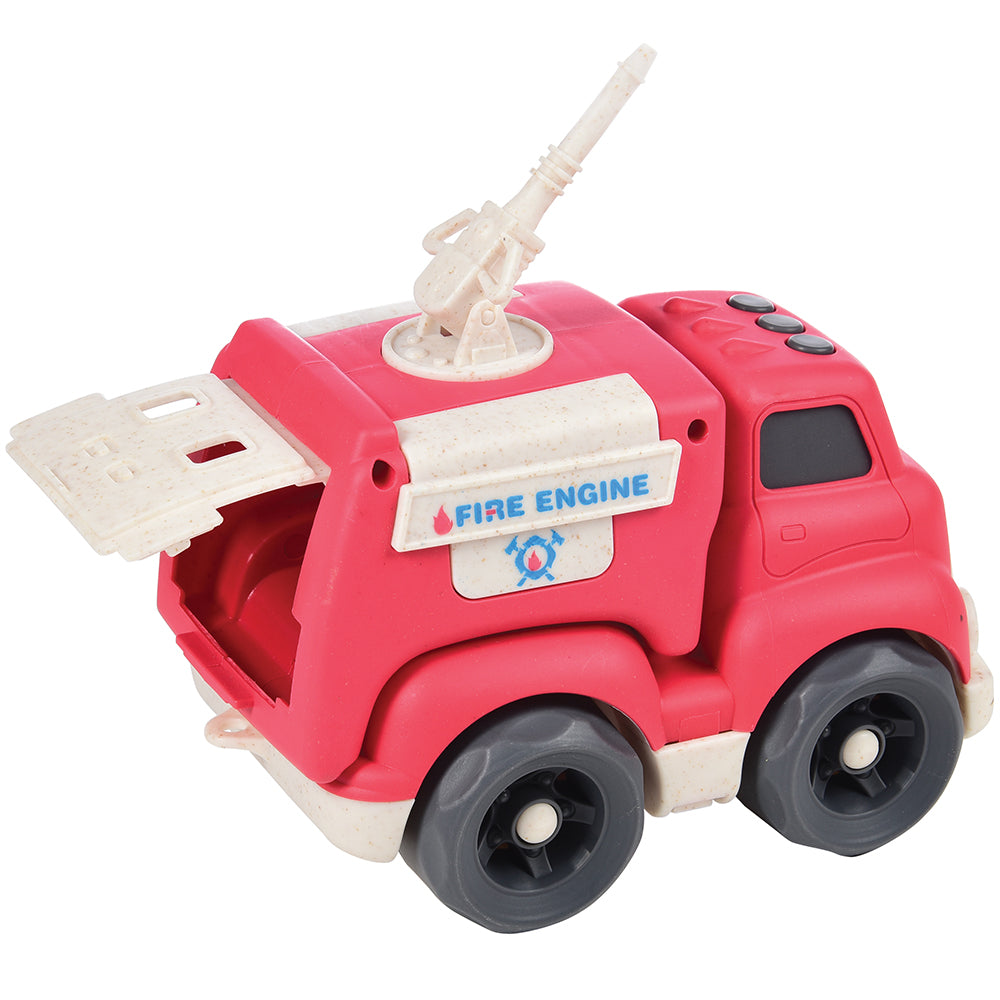 Back view of Eco-Friendly Fire Engine Toy