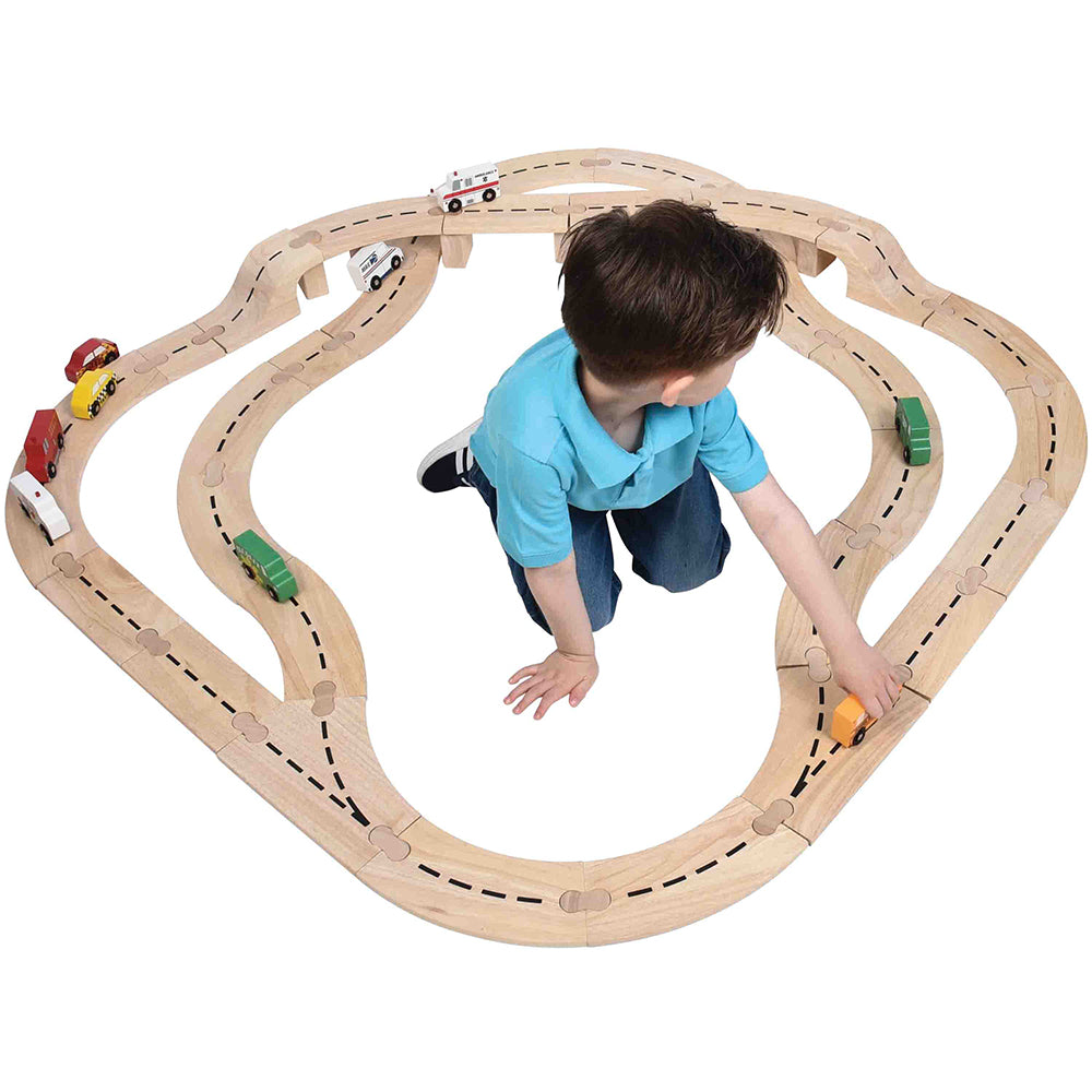 Racing Cars Along Wooden Tracks