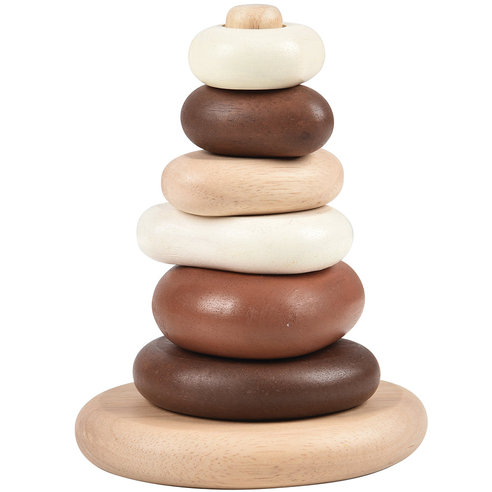 Eco-Friendly Wooden Stacking Pebbles | 7-Piece Natural Sequencing Toy