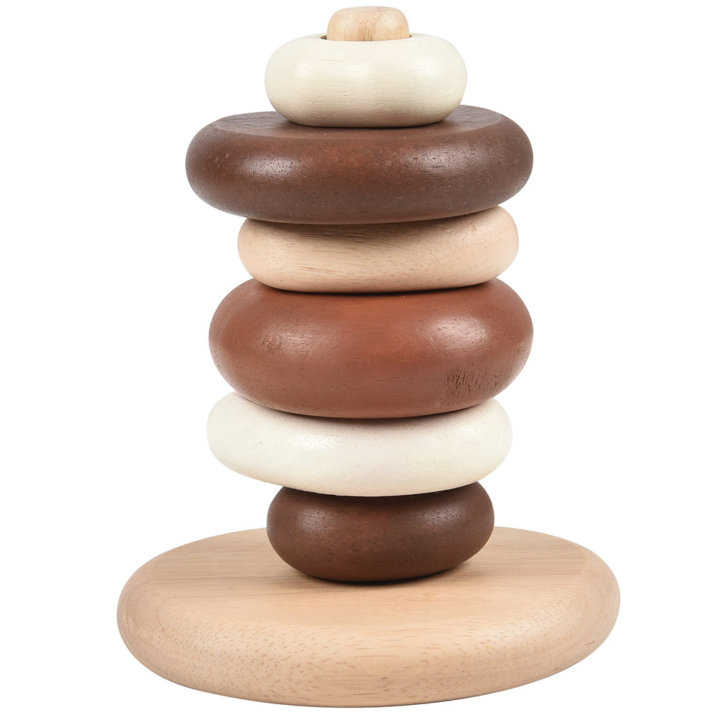 Eco-Friendly Wooden Stacking Pebbles | 7-Piece Natural Sequencing Toy