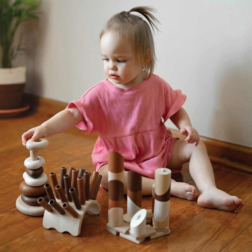 Eco-Friendly Wooden Sensory & Stacking Toys Bundle | Toddler Early Learning Resources