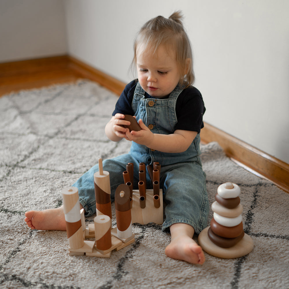 Eco-Friendly Wooden Sensory & Stacking Toys Bundle | Toddler Early Learning Resources