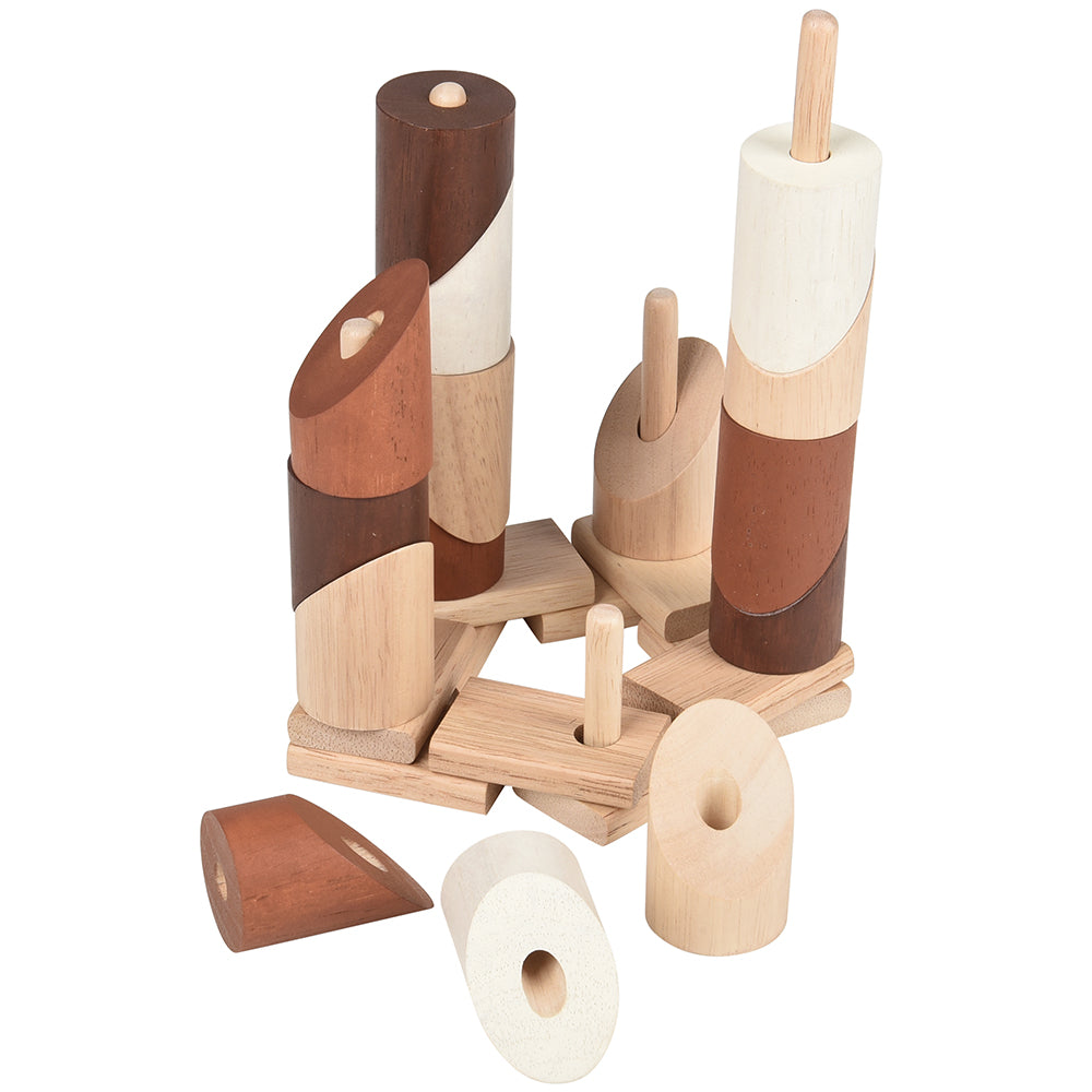 Natural Geo Stacker | 20-Piece Wooden Math Skill Building Toy for Ages 18+ Months