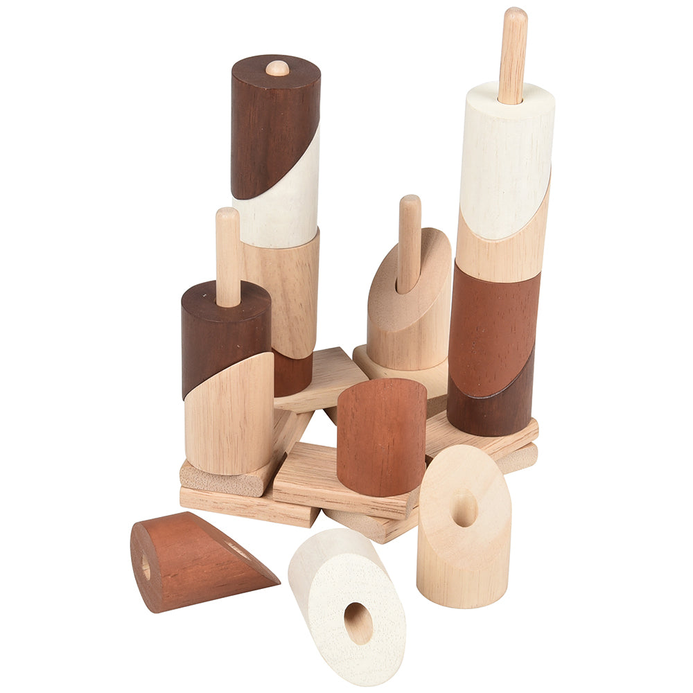 Natural Geo Stacker | 20-Piece Wooden Math Skill Building Toy for Ages 18+ Months