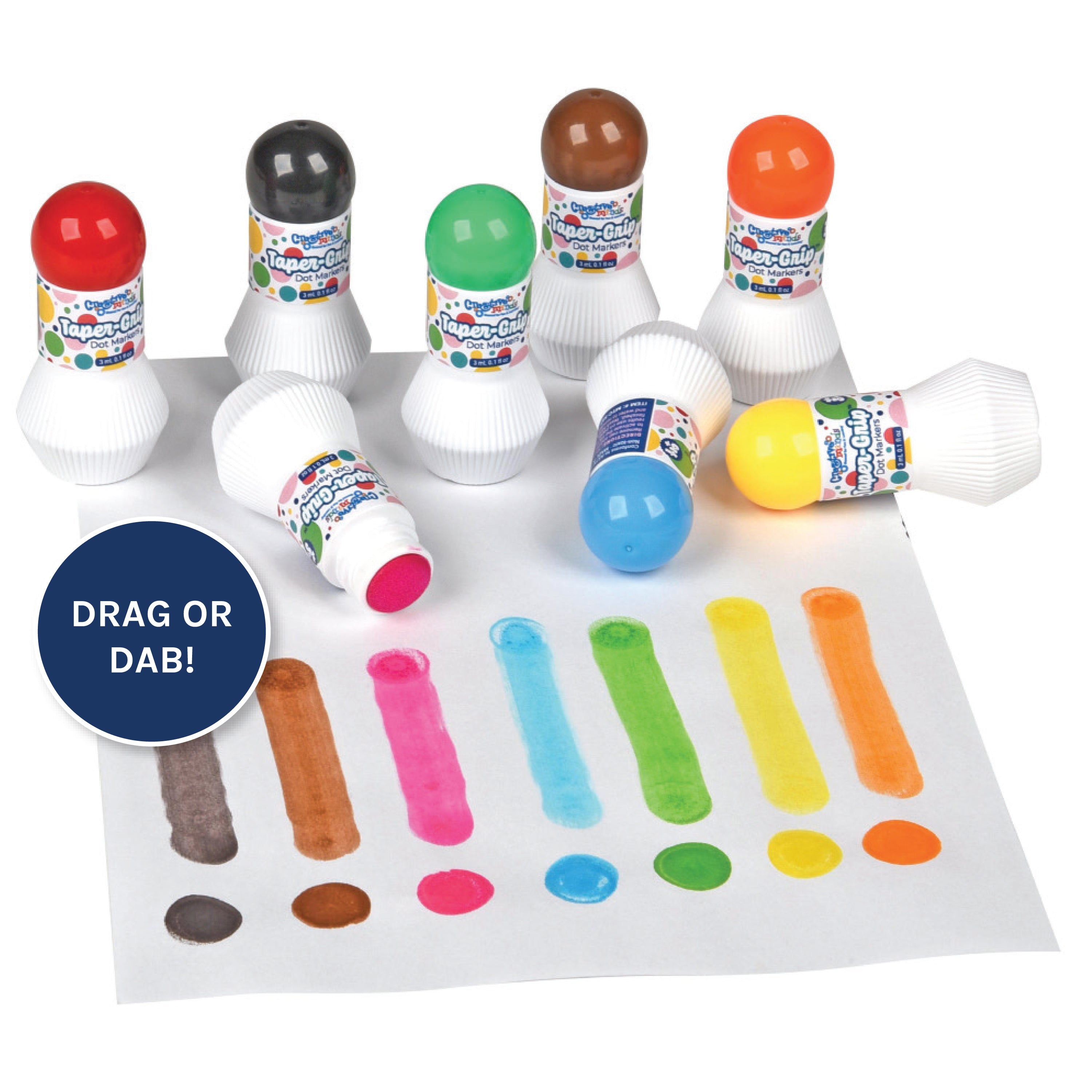 Taper-Grip™ Dot Markers | Washable Easy-Grip Paint Daubers for Preschool Art, Fine Motor Development & Early Learning