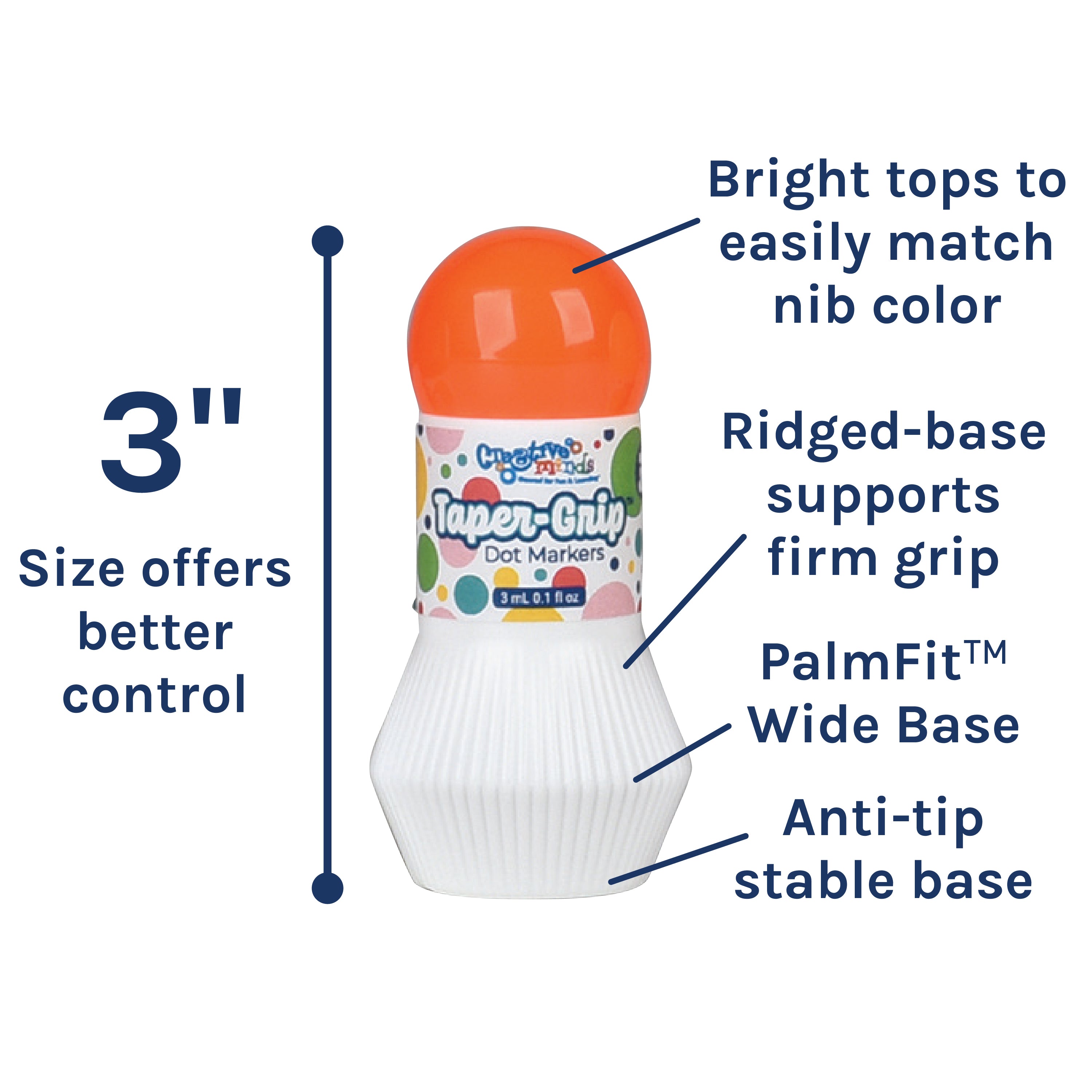 Taper-Grip™ Dot Markers | Washable Easy-Grip Paint Daubers for Preschool Art, Fine Motor Development & Early Learning