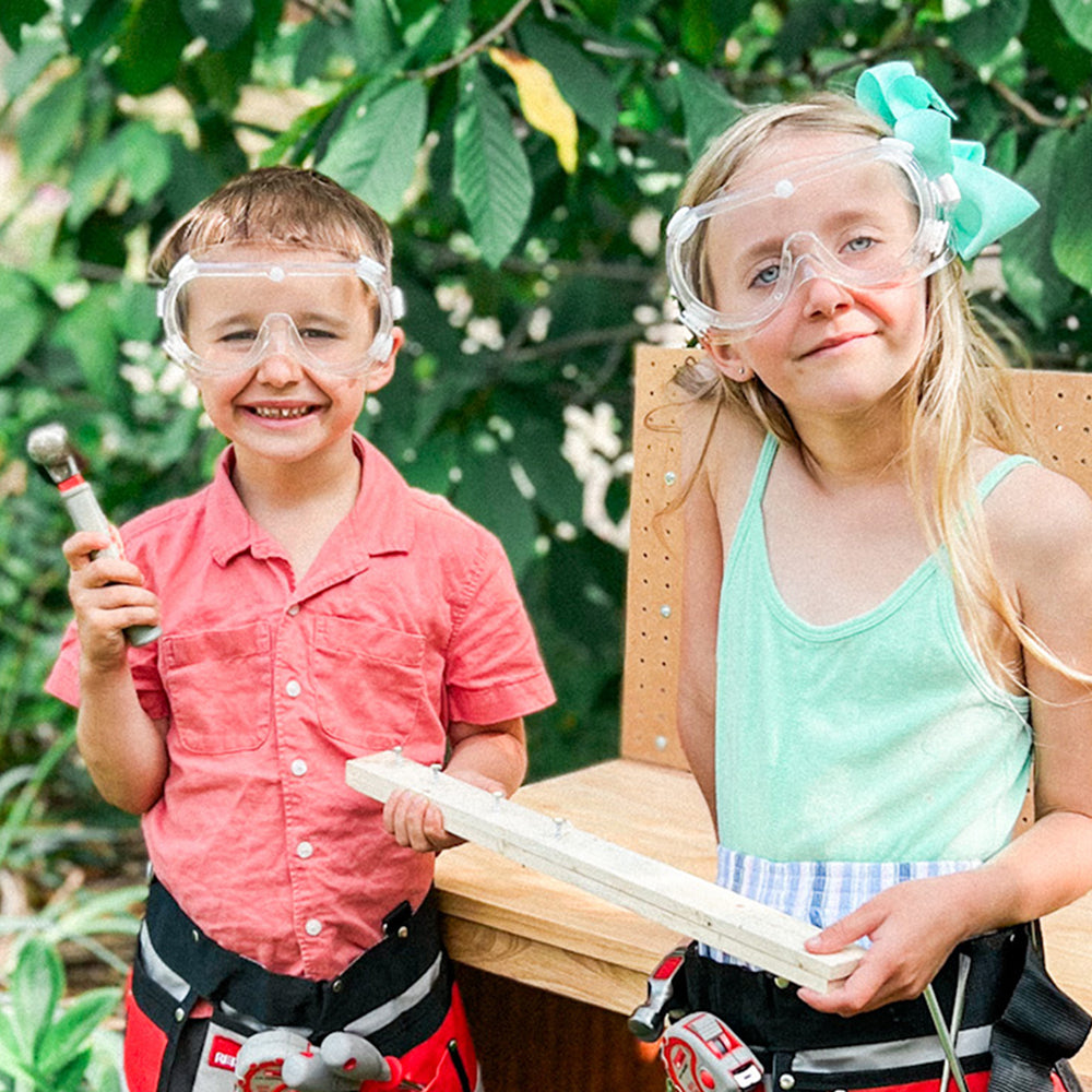 Two Kids Wearing Protective Safety Goggles