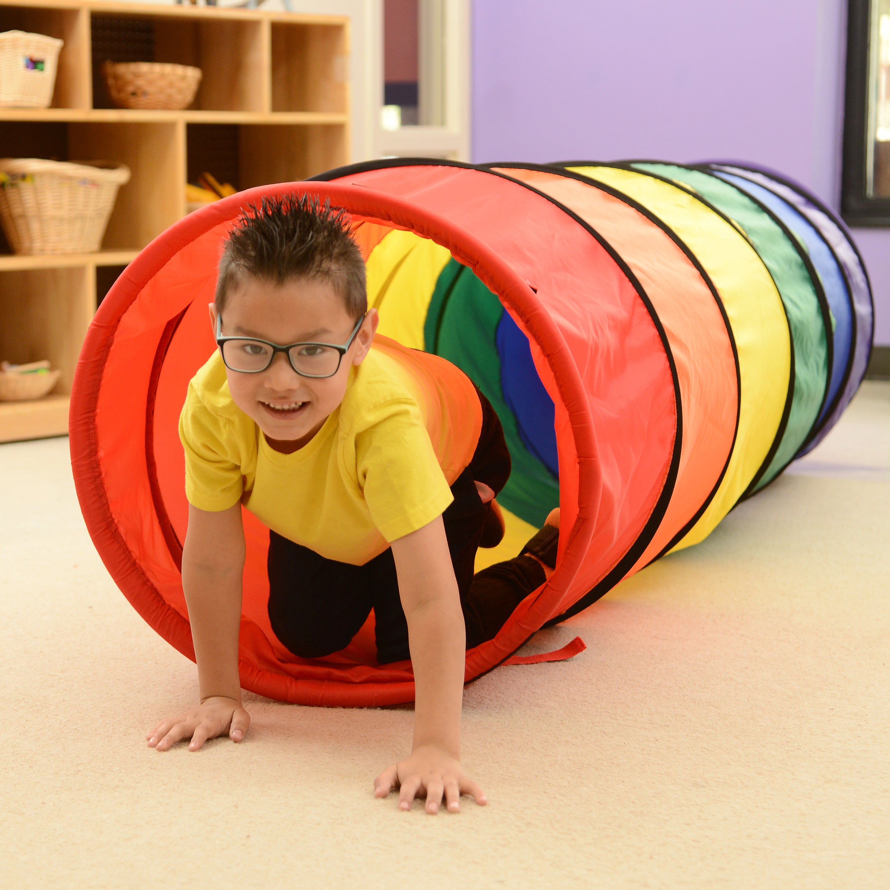 8-Foot Rainbow Crawl Tunnel for Kids | Indoor/Outdoor Play Tunnel with Steel Frame