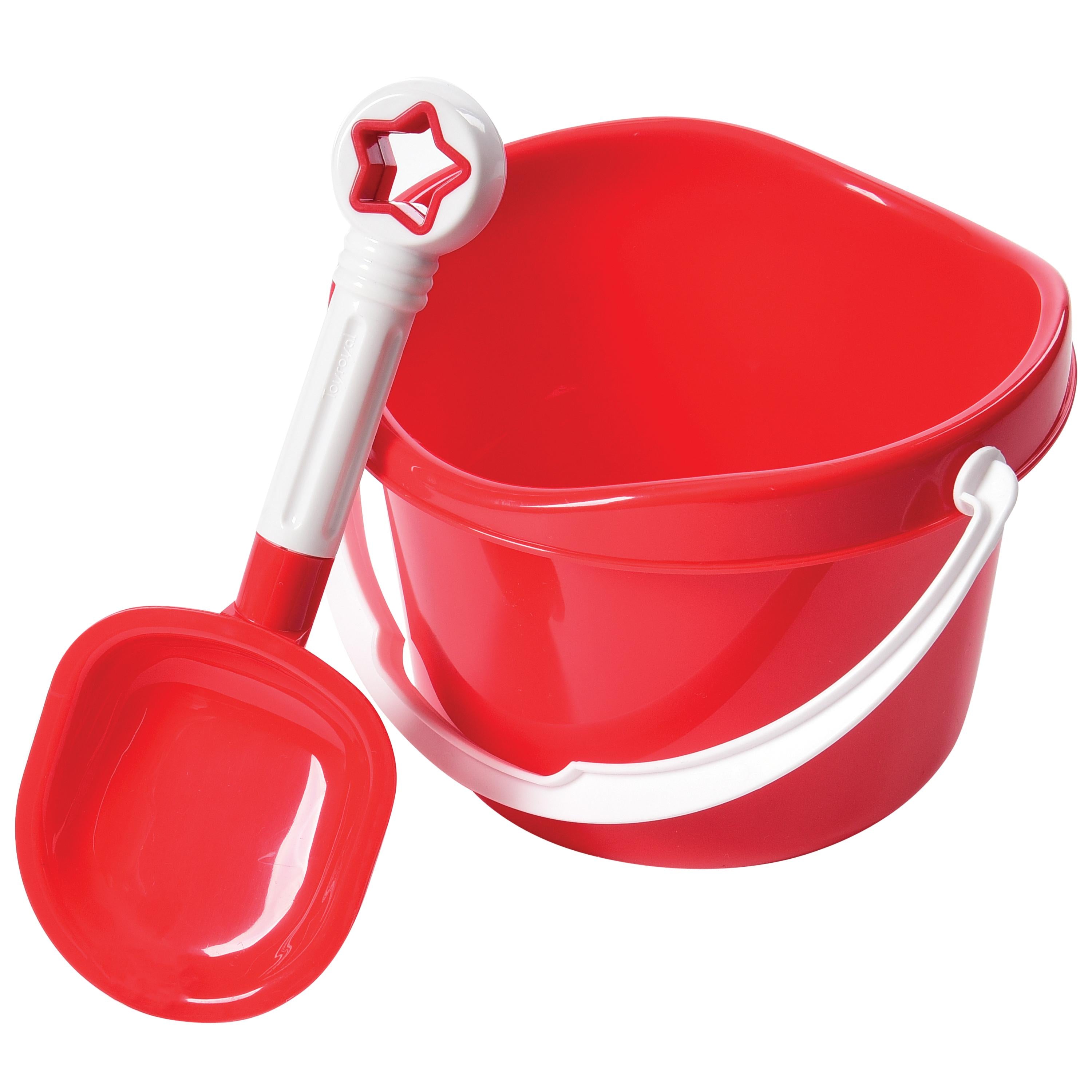 Red sand bucket and shovel set on a white background