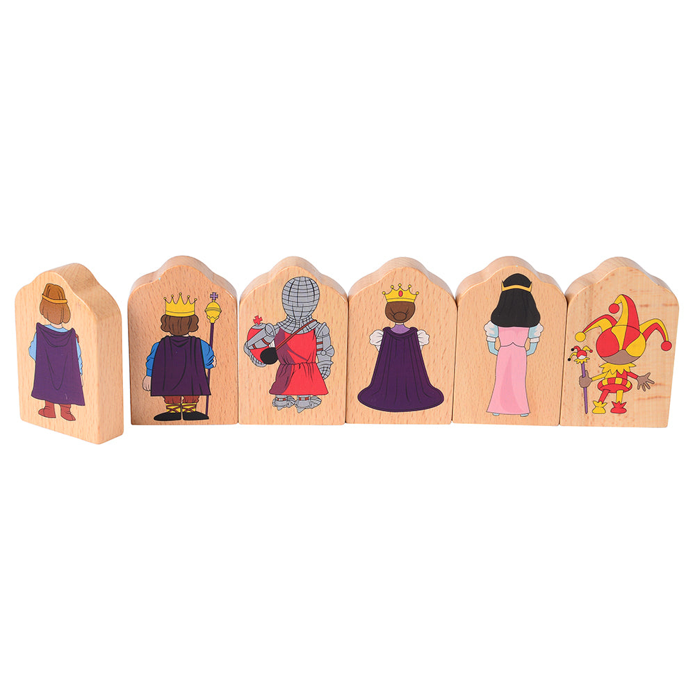 Back View of Royal Court Wooden Block Figures