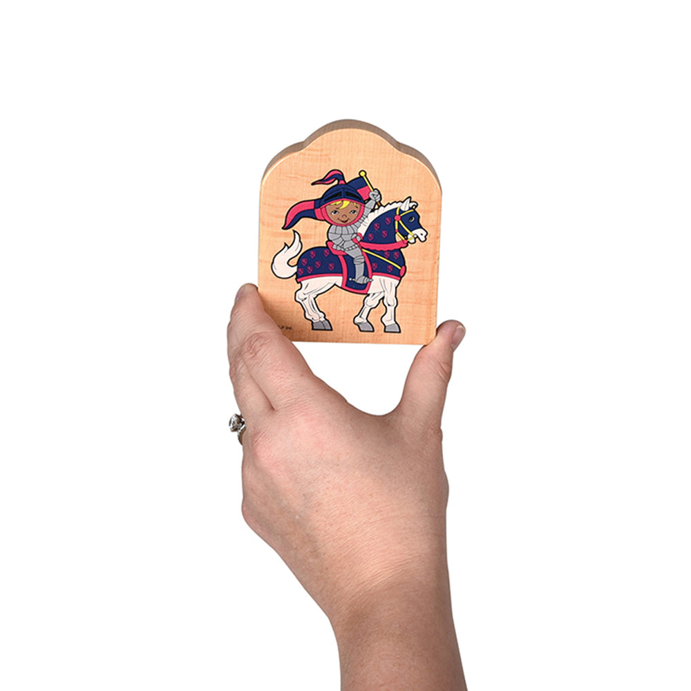 Hand Holding Knight Wooden Block Figure