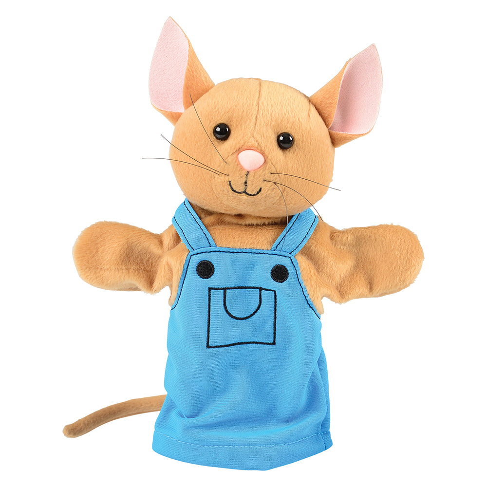 Mouse in Blue Overalls Hand Puppet