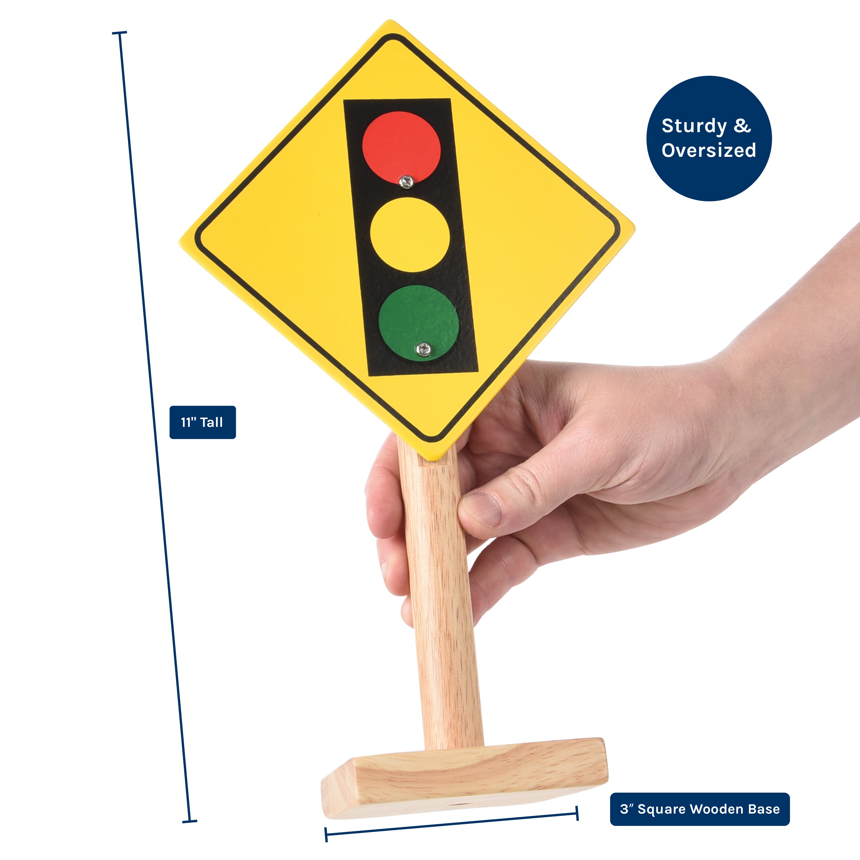 12-Piece Large Wooden International Traffic Sign Set | 11" Signs on 3" Bases for Classroom Safety Learning