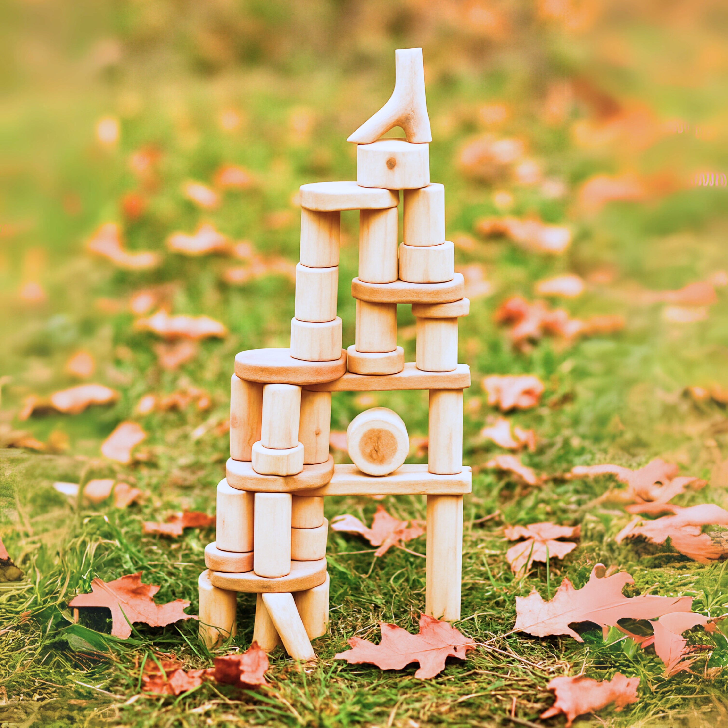 Wooden Tree Blocks | 36-Piece Set | Eco-Friendly Building Blocks