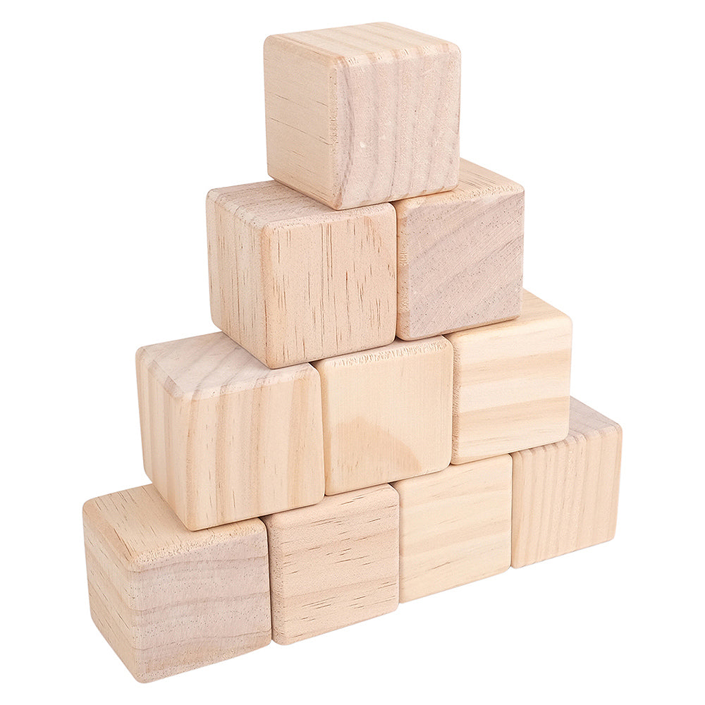 Wooden cube blocks on a white background
