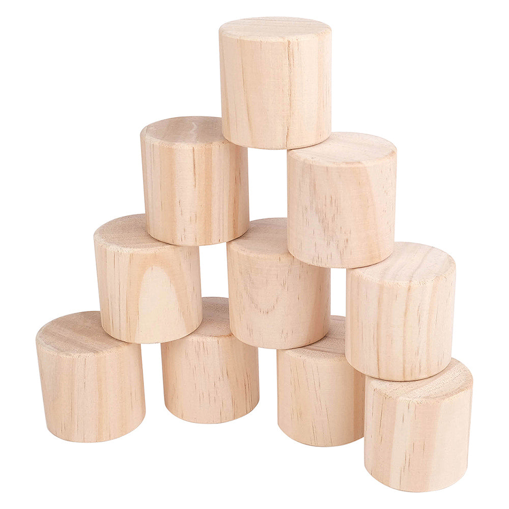 Stacked cylinder blocks on white background